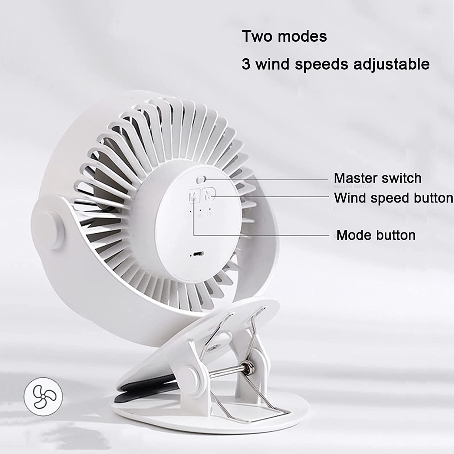 7-Inch Clip Convertible Table-Top & Clip Fan - Portable Air Circulating Fan with 3 Speed Settings - Compact Air Circulator for Bedroom, Home, Office, Camping & Car - White - Perfect for Cooling Small Spaces & Personal Use
