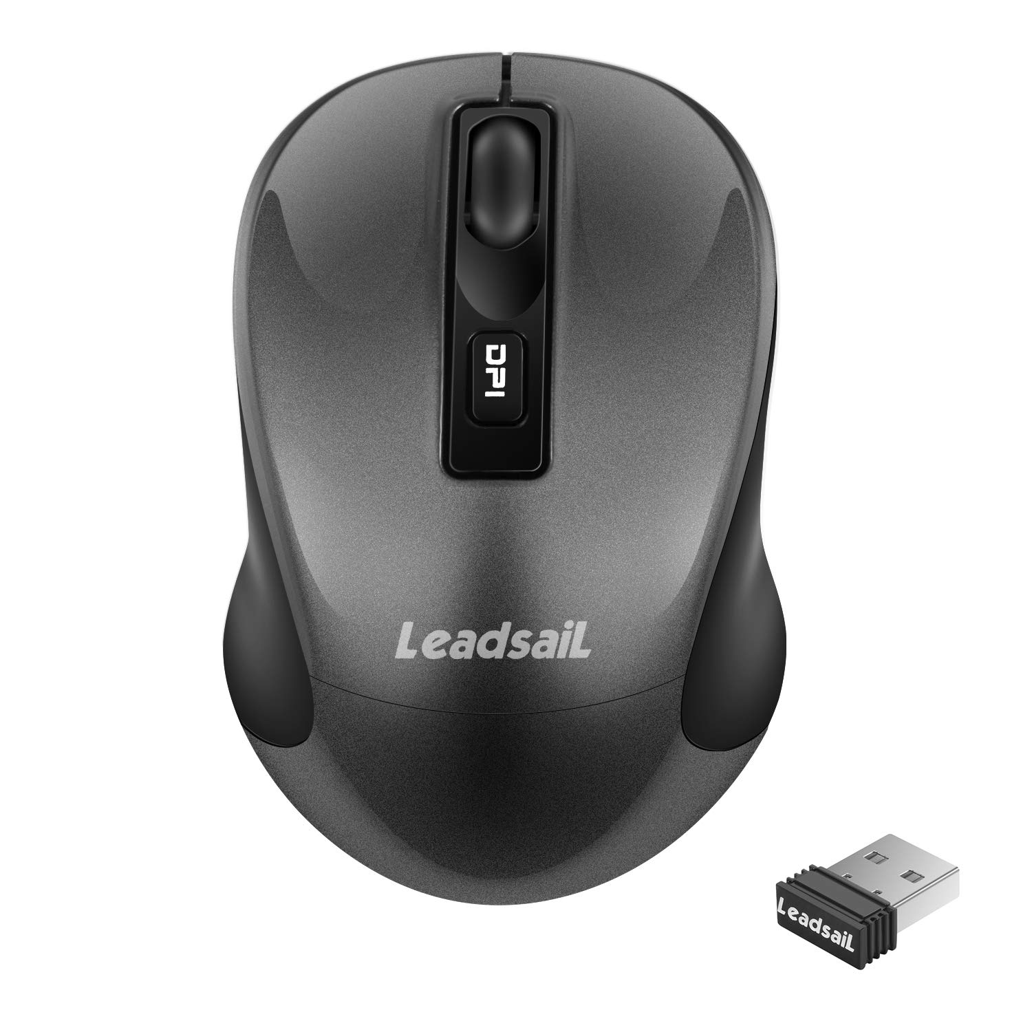 LeadsaiL Wireless Mouse 2.4G Slim Silent Optical Mouse with 4 Buttons - USB Cordless Mouse for Laptop, Desktop, MacBook - Perfect for Office, Home, Gaming & Travel Use