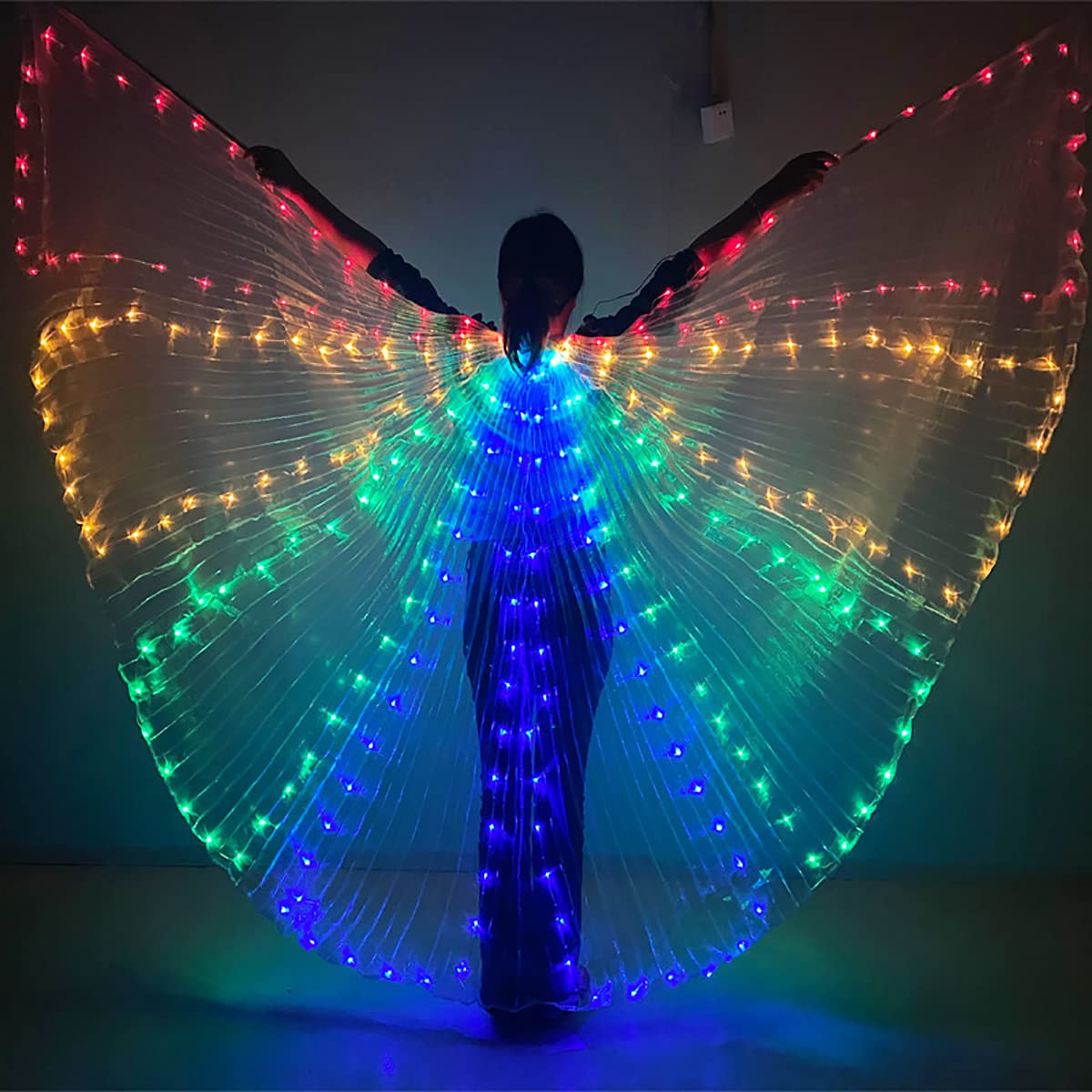 LED Belly Dance Wings with Glow Lights - Isis Wings Performance Costume for Dance, Carnival & Halloween - Perfect for Stage Shows, Parties & Festivals