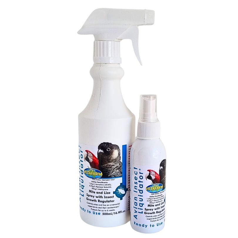 Vetafarm Avian Insect Liquidator Spray for Birds - Safe & Effective Mite & Lice Treatment for Parrots, Canaries & Pet Birds | Cage Cleaning & Feather Care Solution