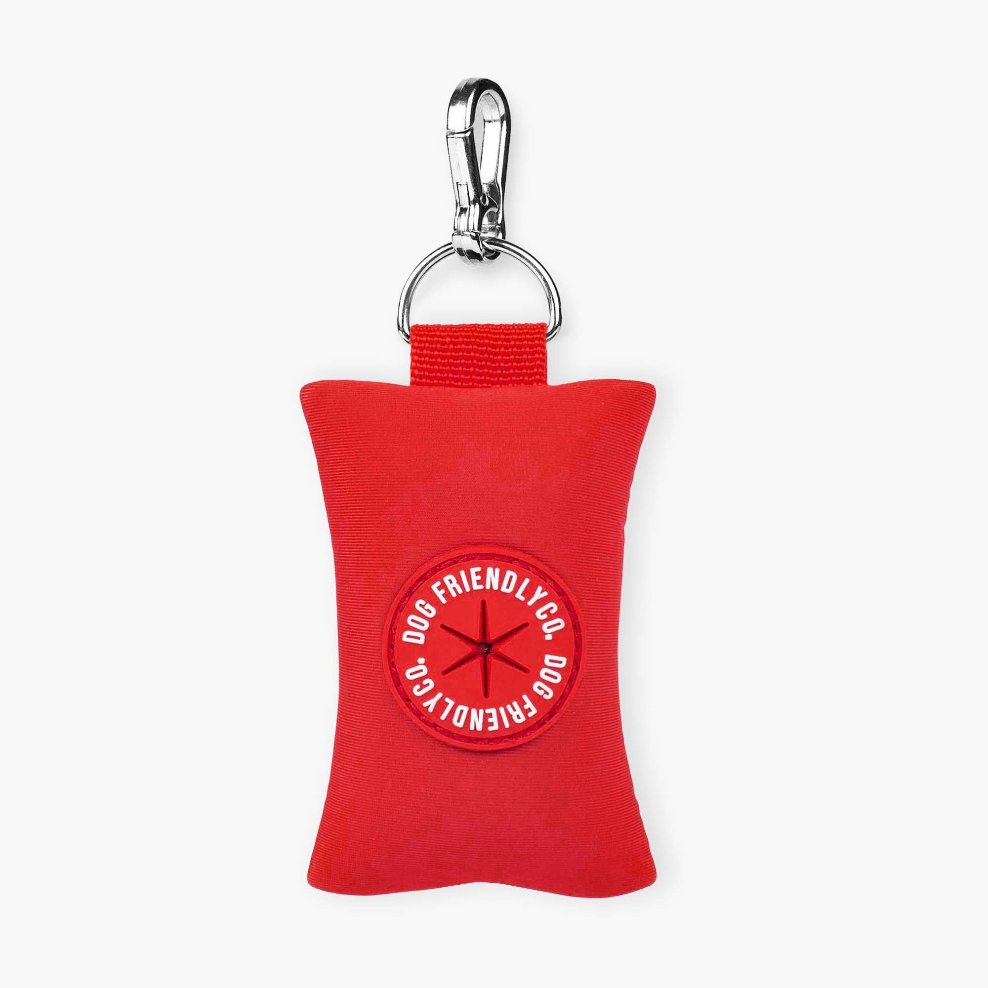 Eco-Friendly Dog Poop Bag Holder - Red | Leash Attachment for Easy Cleanup | Perfect for Walks, Hikes & Outdoor Adventures