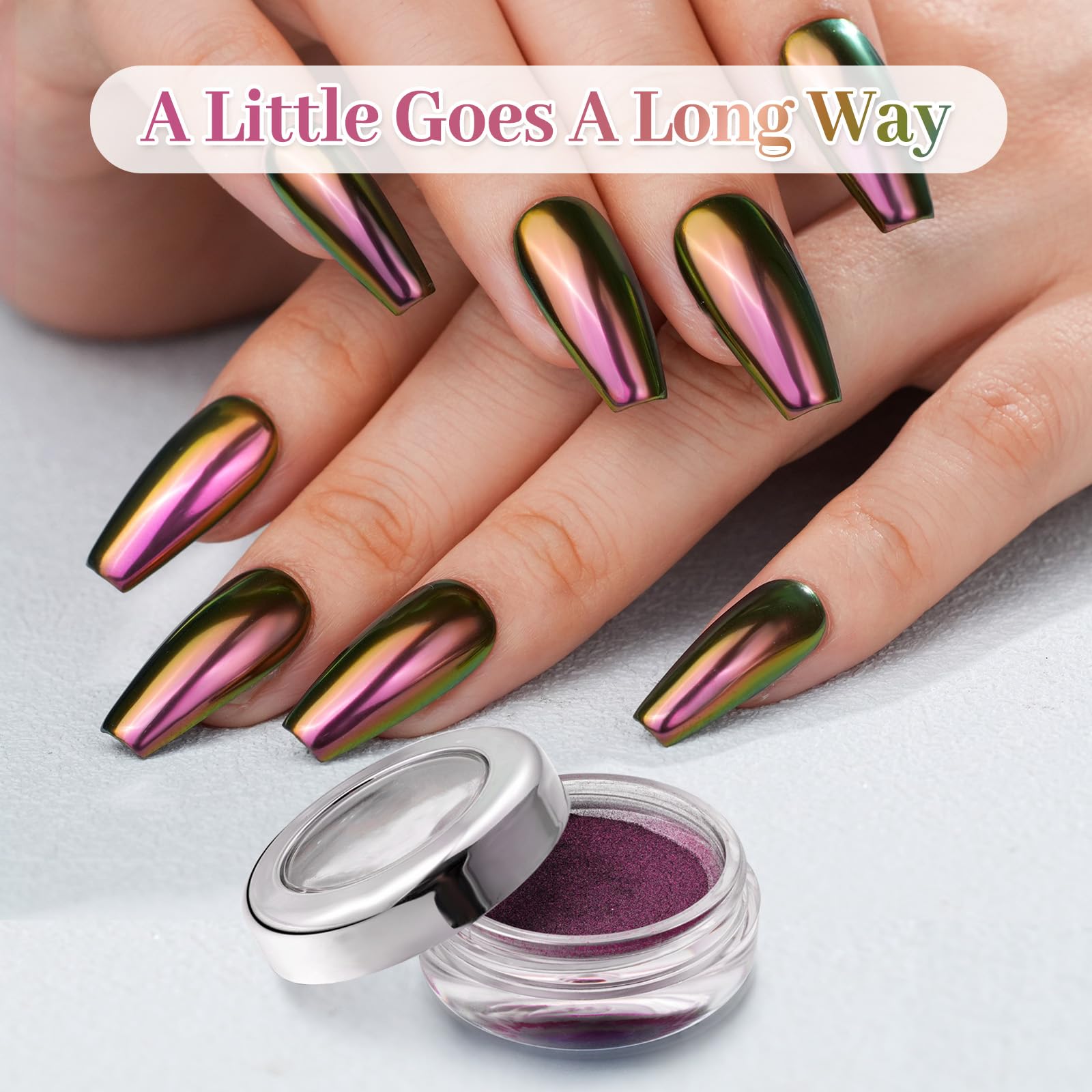 PrettyDiva Chameleon Chrome Nail Powder - Color Shifting Sunset Metallic Nail Art Pigment with Mirror Effect | Multi Chrome Powder for Professional & DIY Nail Designs | Perfect for Gel Polish, Acrylic Nails & Nail Art