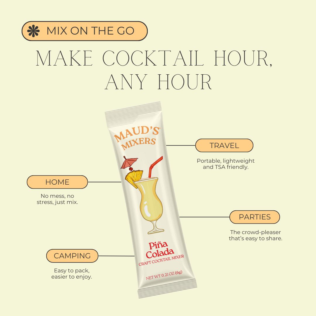 Maud's Mixers Premium Pina Colada Cocktail Mix - Refreshing Tropical Drink for Parties, Beach Days & Summer Gatherings