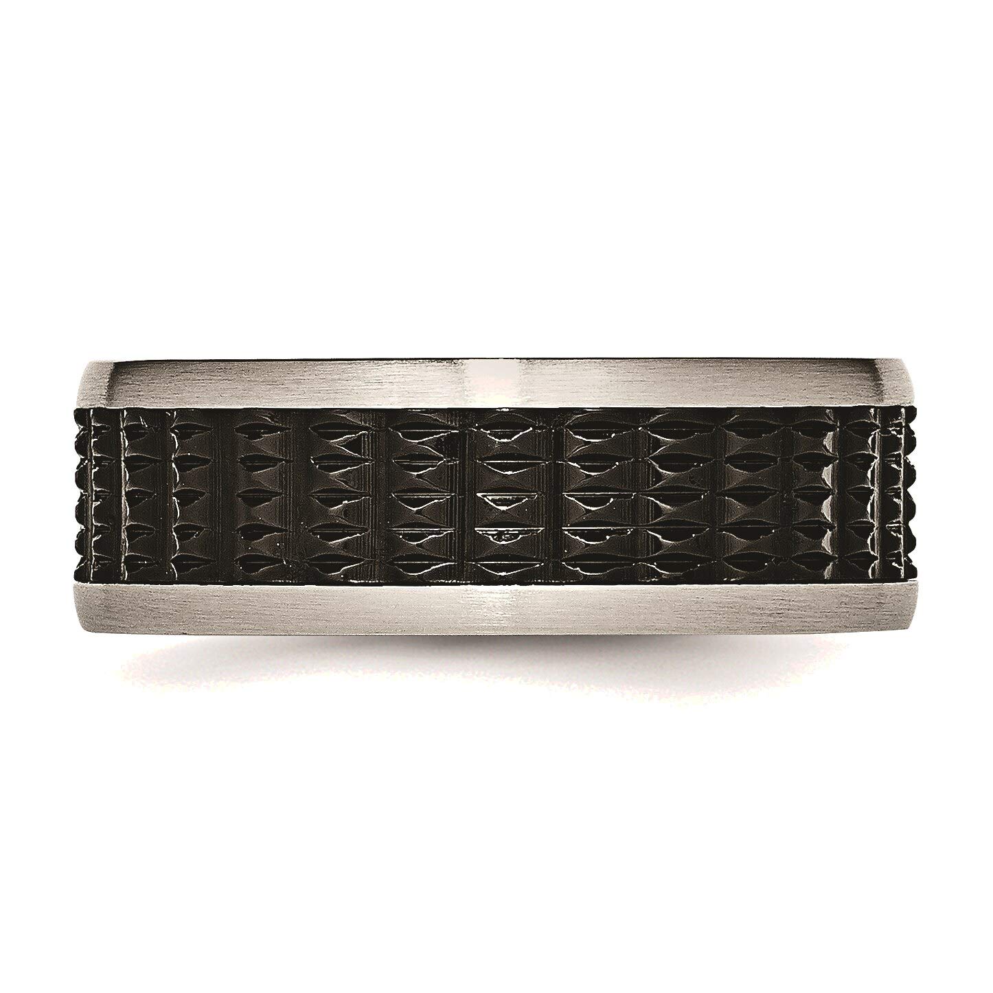 Bonyak Stainless Steel Textured Ring for Men & Women - Brushed/Polished Black IP Finish - Size 10.5 - Durable Fashion Jewelry for Everyday Wear, Gifts & Special Occasions