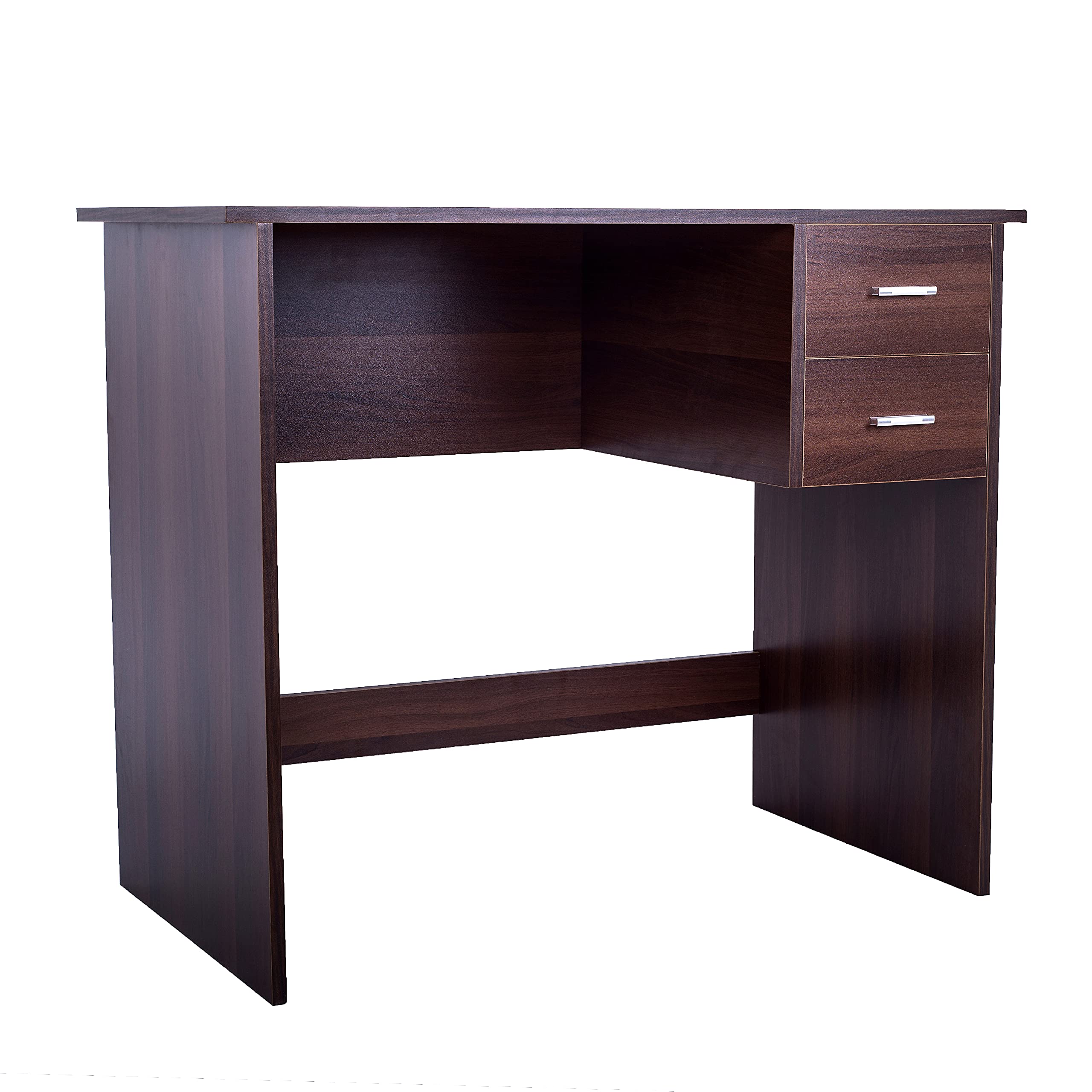Solid Walnut Wood Computer Desk with 2 Pull-Out Storage Drawers | Home Office Workstation for Study, Gaming & Remote Work