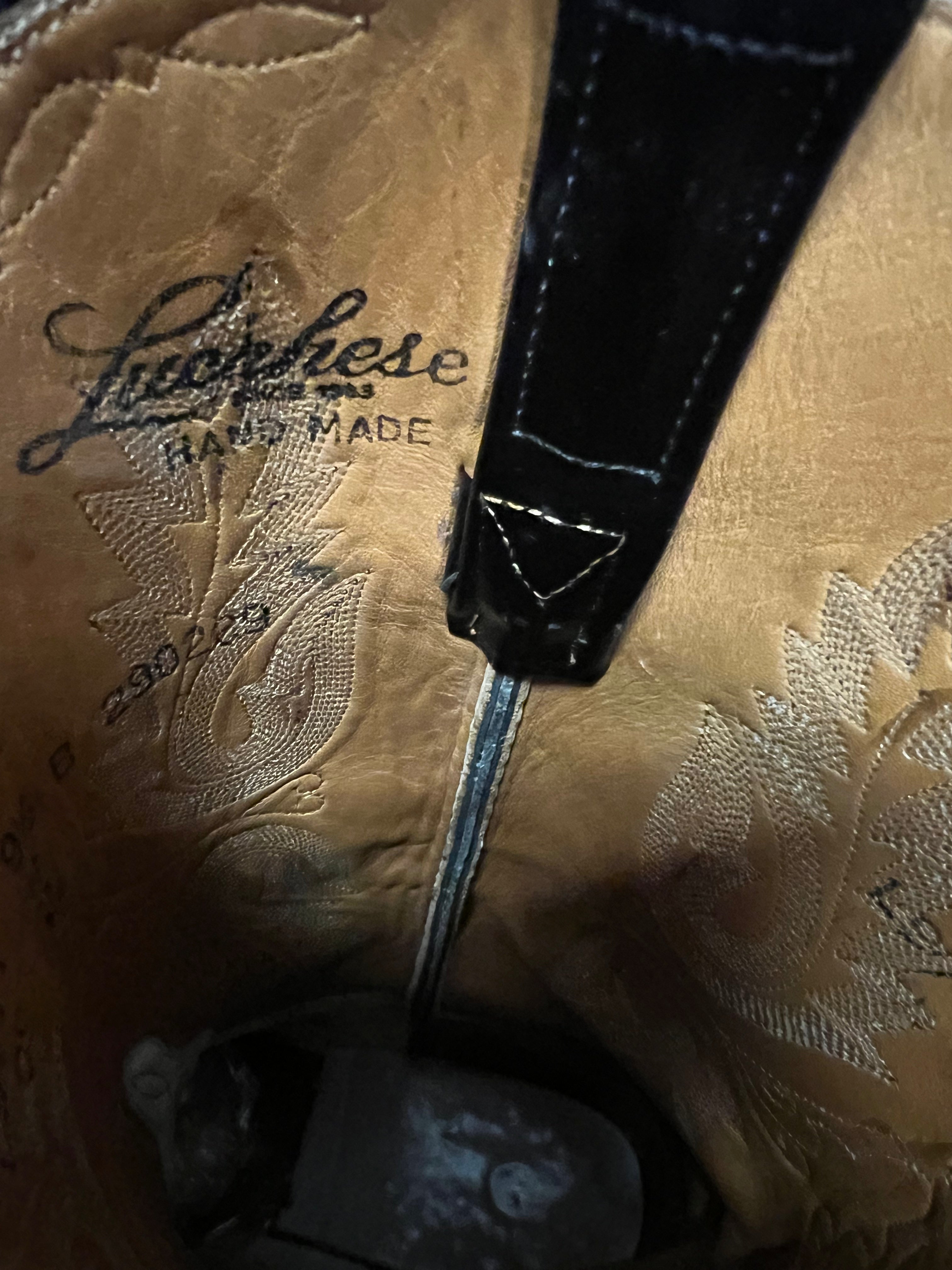 LUCCHESE Hornback Caiman Cowboy Boots for Men | Genuine Exotic Leather Western Boots | Size 9.5 | Perfect for Rodeo, Country Dancing & Western Fashion
