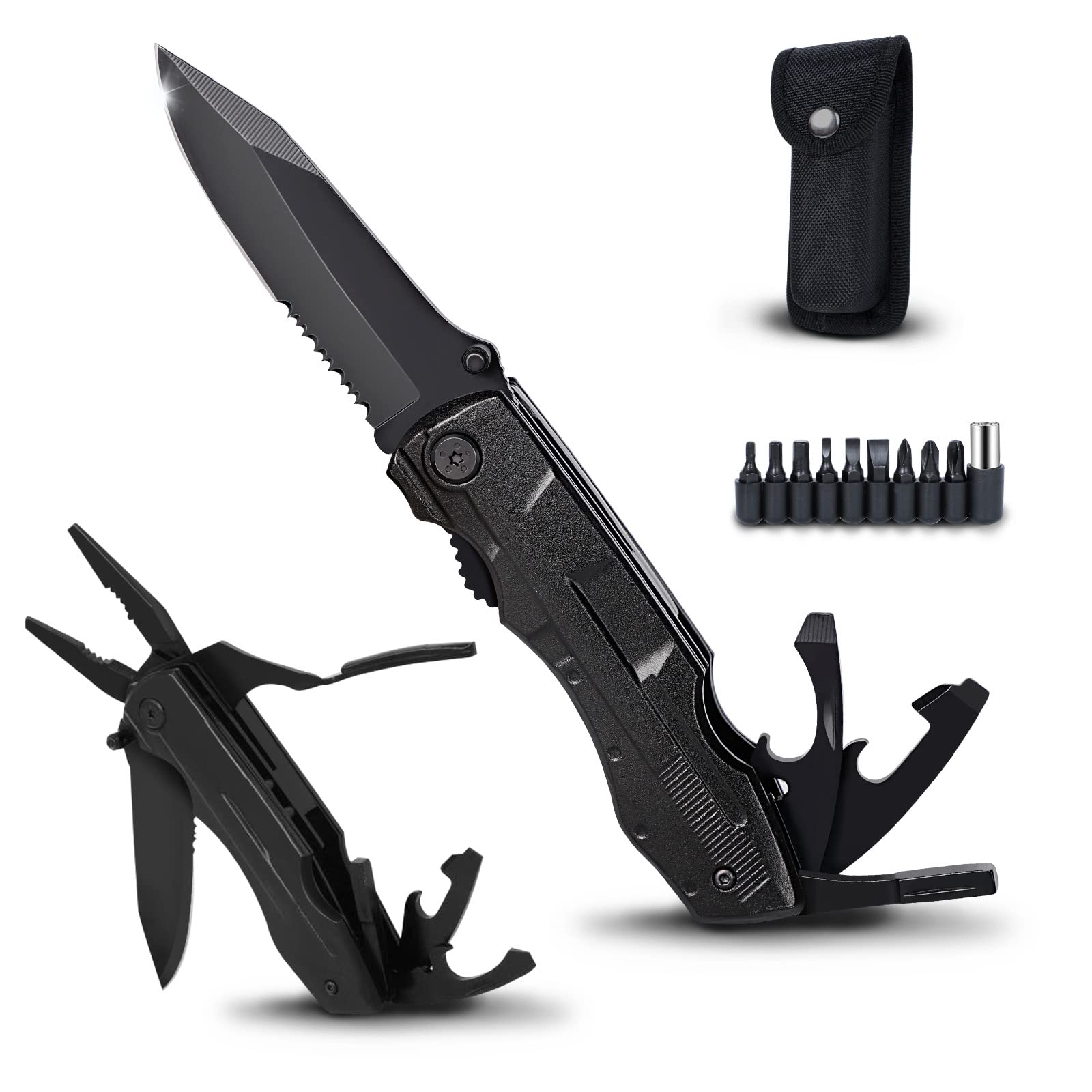**13-in-1 Multitool Knife for Men - Best Father's Day Gift from Daughter, Son, or Wife - Portable Multi-Function Pliers for Outdoor, Camping, Hiking & Survival - Cool Gadget for Dad & Boyfriend**    *(Use Cases: Perfect for DIY projects, emergency repairs, outdoor adventures, and everyday carry!)*