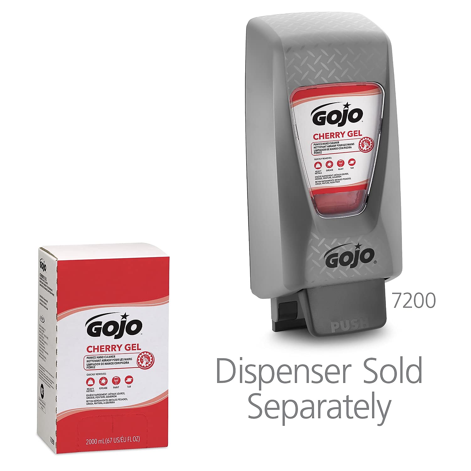 GOJO Cherry Gel Pumice Hand Cleaner Refill - 2000 mL (Pack of 4) | Cherry Scented Heavy Duty Hand Soap for Mechanics, Gardeners & Industrial Workers | Works with PRO TDX Dispensers (Model 7290-04)