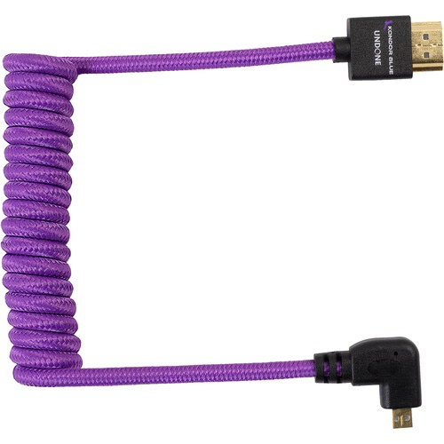 Kondor Blue Gerald Undone Braided Coiled High-Speed Right Angle Micro HDMI to HDMI Cable for Canon R5 & R6 Cameras (Limited Purple Edition, 12 to 24 inches) - Perfect for 4K Video Recording, Live Streaming & Professional Photography