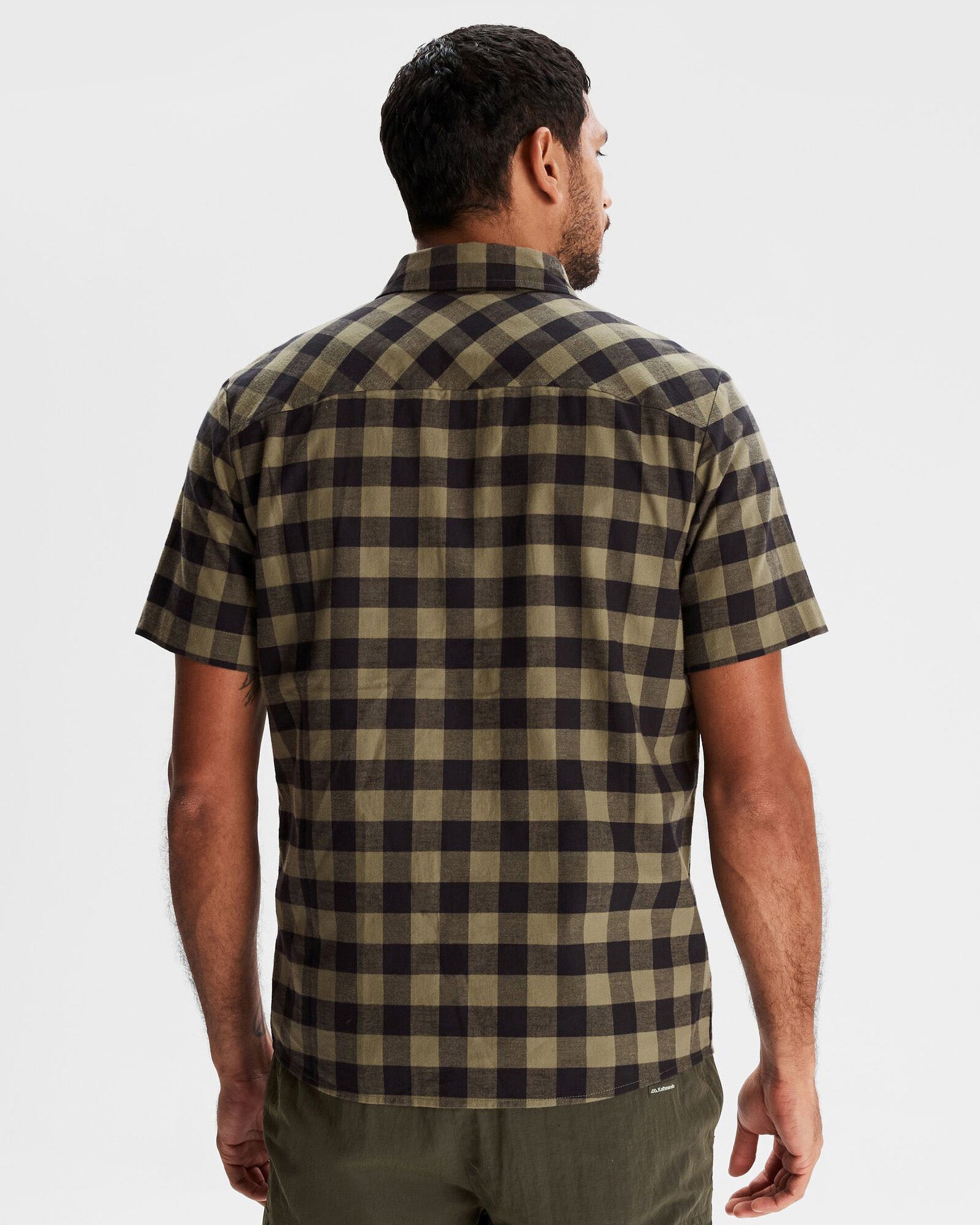 Men's Fyfe Short Sleeve Shirt - Light Moss Gingham Checkered Casual Button-Up Shirt for Summer Outdoor Activities & Office Wear