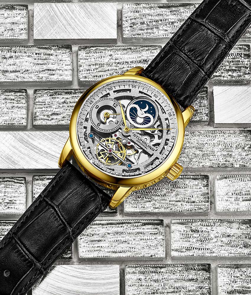 3917 Automatic 43mm Skeleton Dual Time Men's Watch - Stylish Mechanical Timepiece for Business Travel & Formal Occasions