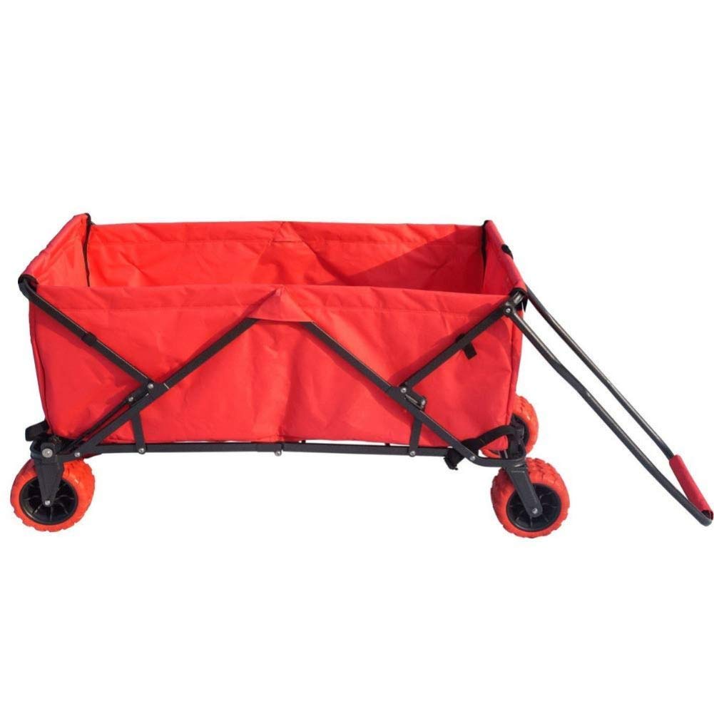 Impact Canopy Folding Collapsible Utility Wagon - Extra Large All-Terrain Wheels Heavy Duty Cart | Perfect for Camping, Beach Trips, Gardening & Outdoor Adventures (Red)