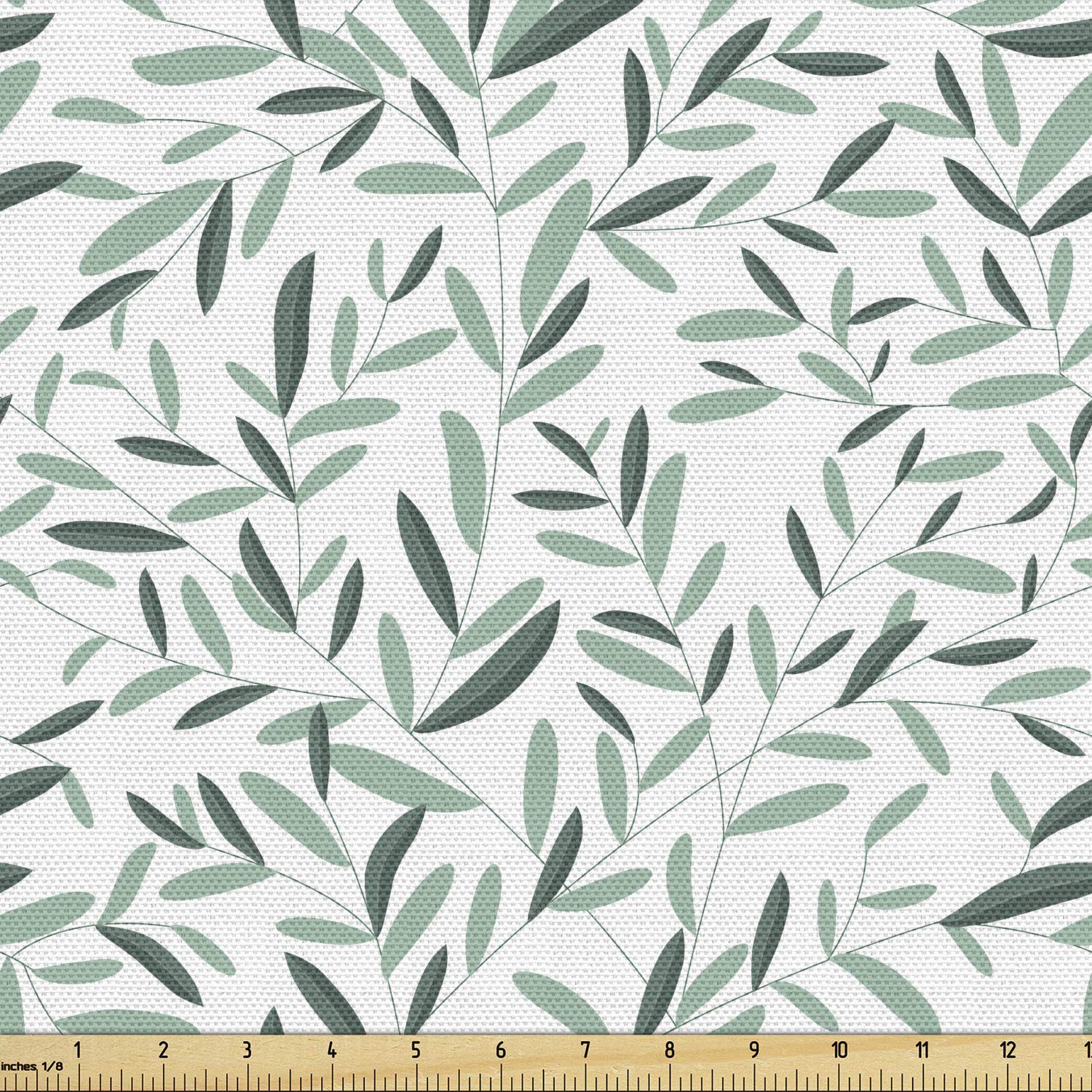 Ambesonne Sage Green Fabric by The Yard - Leaf Pattern Nature Inspired Upholstery Material for Home Decor, DIY Projects & Crafting | Perfect for Curtains, Pillows, Table Runners & Wall Hangings | Reseda Green & White Botanical Design