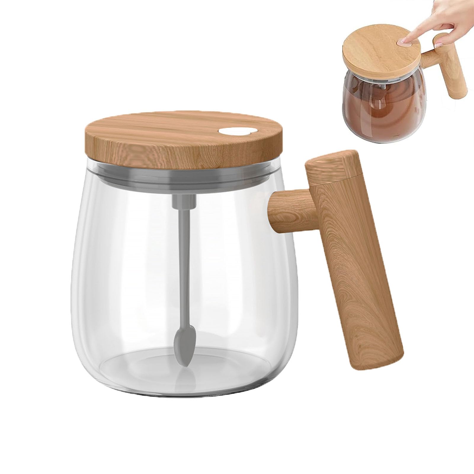 13.5oz Electric Mixing Mug - Self Stirring Coffee Cup with High Speed Mixing for Coffee, Tea & Hot Chocolate | Perfect for Office, Kitchen, Travel & Home Use | BPA-Free Transparent Design