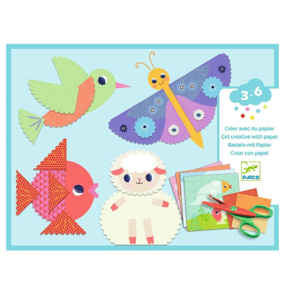 Djeco Crinkle Cutting Collage Kit for Kids - Creative Art & Craft Supplies for Scrapbooking, DIY Projects & Classroom Activities