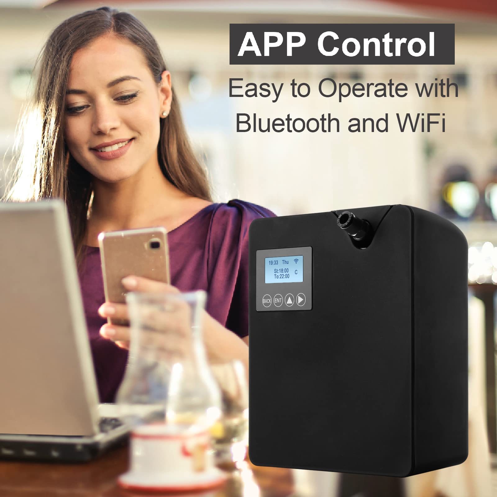 Smart Scent Air Machine with Professional Cold-Air Diffusion Technology - 300ml Waterless Essential Oil Diffuser for Large Rooms, HVAC Oils - Perfect for Home, Office, Spa & Business Use (Black) | Create Relaxing Atmosphere & Eliminate Odors