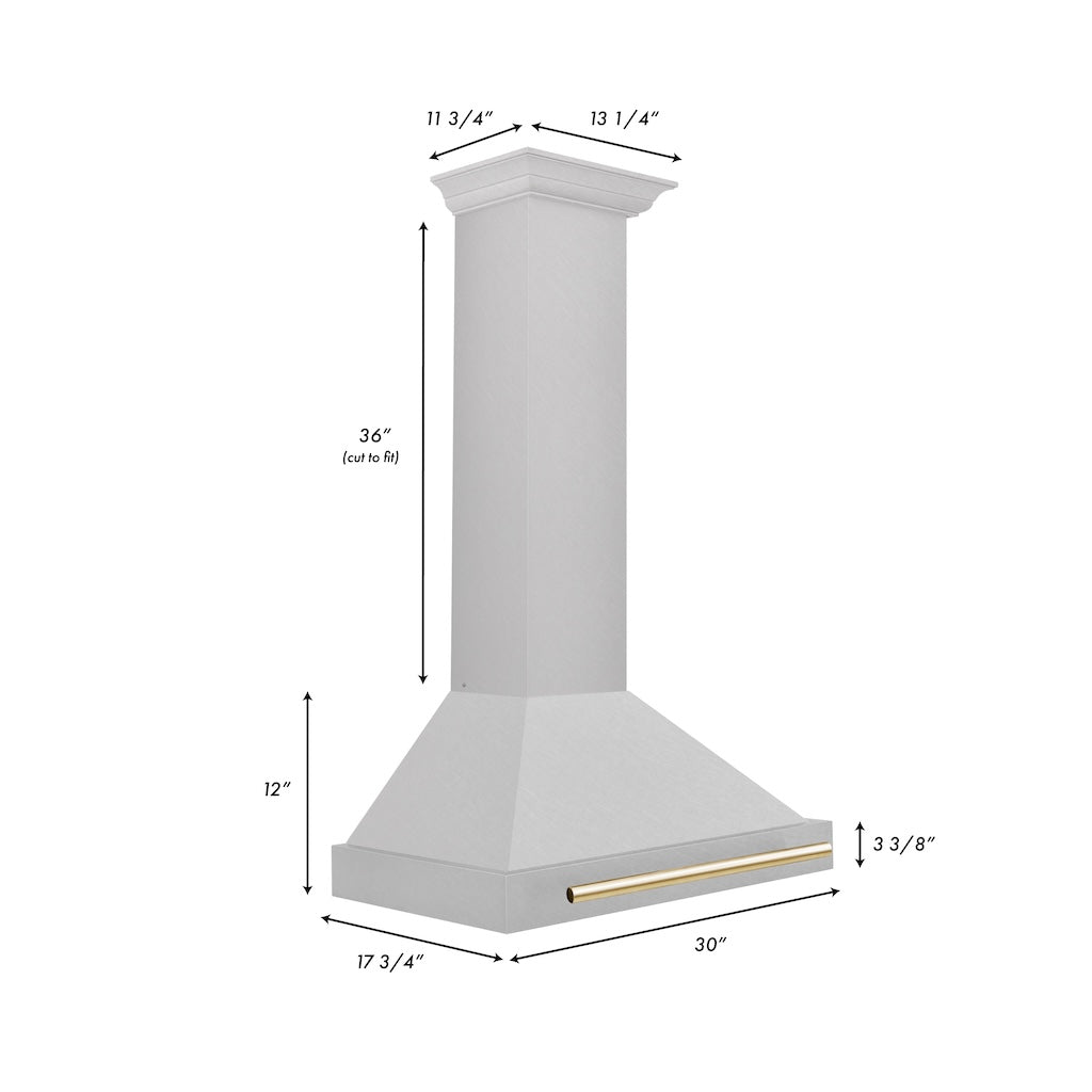ZLINE KB4SNZ 36 G Autograph Edition 36-Inch Stainless Steel Wall Mount Range Hood with Convertible Satin Finish & Polished Gold Handle - Perfect for Modern Kitchens & Luxury Home Upgrades
