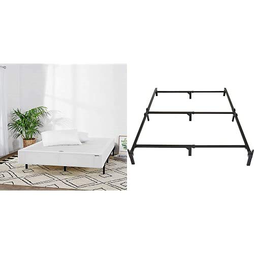 Amazon Basics Queen Size Bed Set - 9-Inch Premium Foam Eurotop Mattress, Smart Box Spring Foundation & 6-Leg Metal Bed Frame | Perfect for Guest Rooms, Dormitories & Home Bedrooms