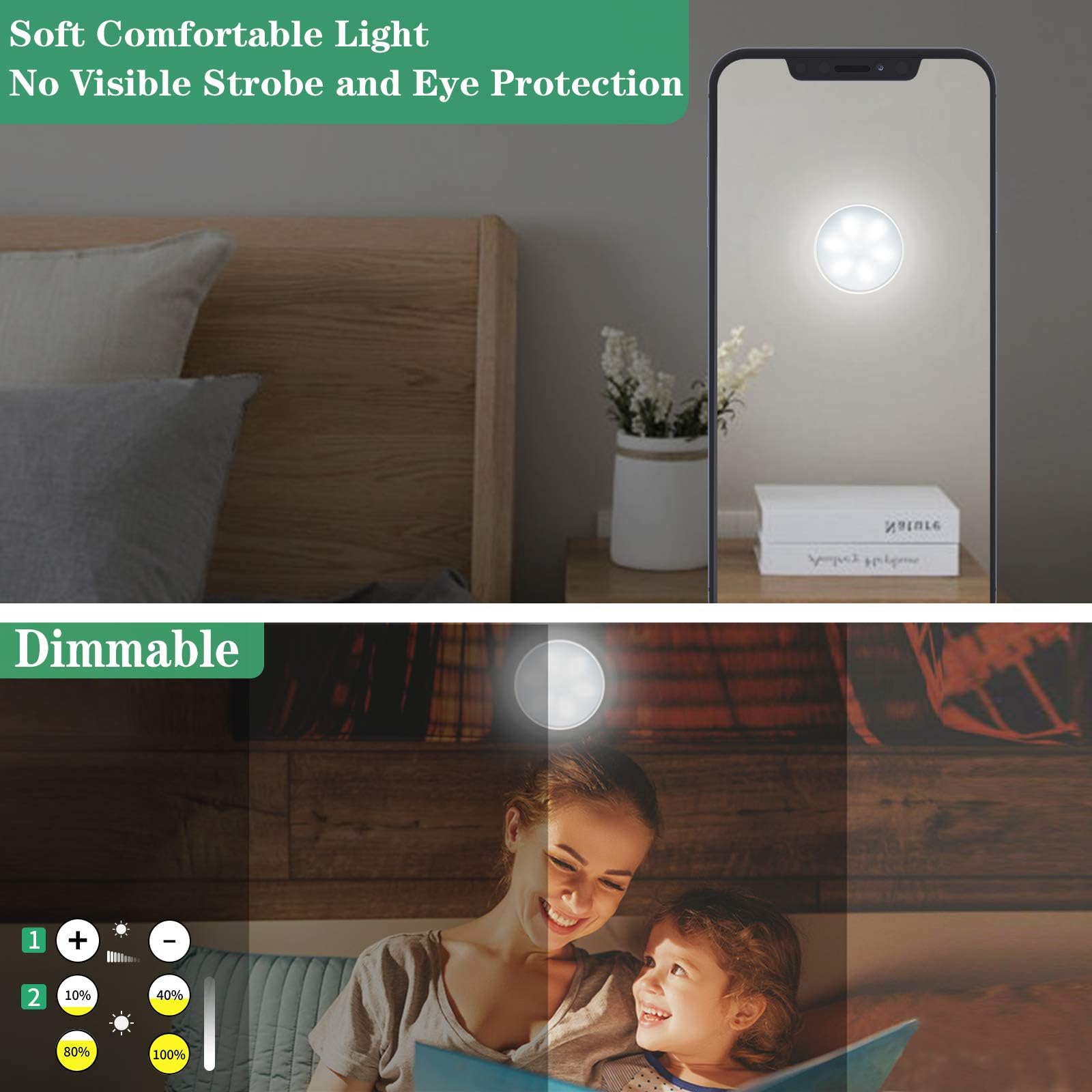 3 Pack LED Closet Lights with Motion Sensor - 24-LED Rechargeable Under Cabinet Lighting for Kitchen, Wardrobe, Stairs (White, Modern Style) - Perfect for Dark Spaces & Nighttime Safety