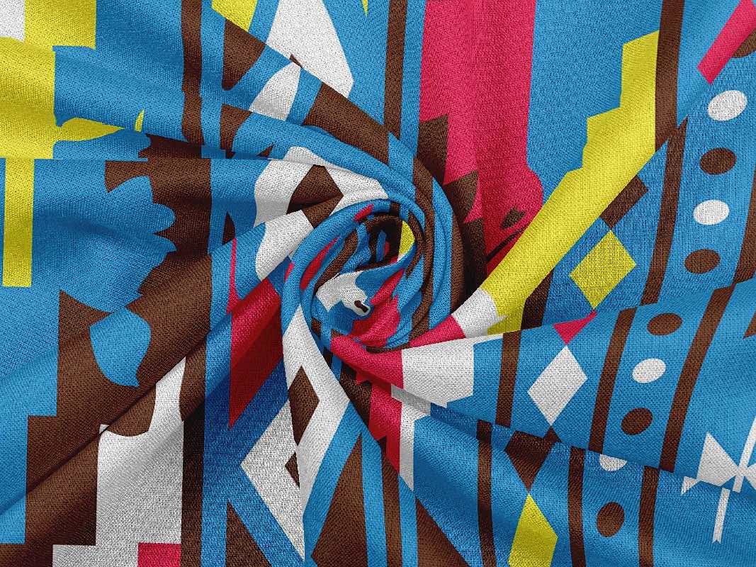 oneOone Rayon Blue Tribal Print Fabric by The Yard - 56 Inch Wide for DIY Clothing, Dresses, Skirts & Home Decor Sewing Projects | Premium Sewing Supplies