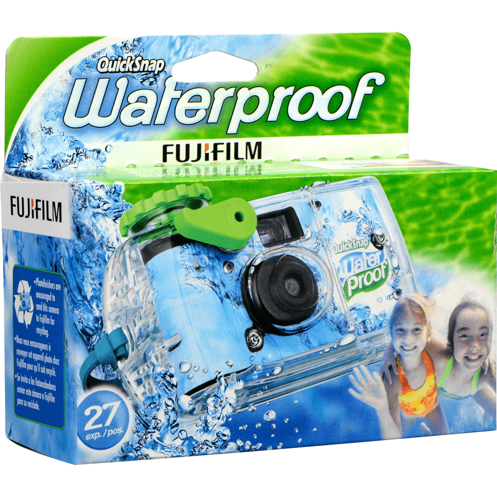 Fujifilm Quicksnap Waterproof 800 Disposable Camera - 35mm Film, 27 Exposures, Underwater Photography for Beach, Pool & Travel Adventures
