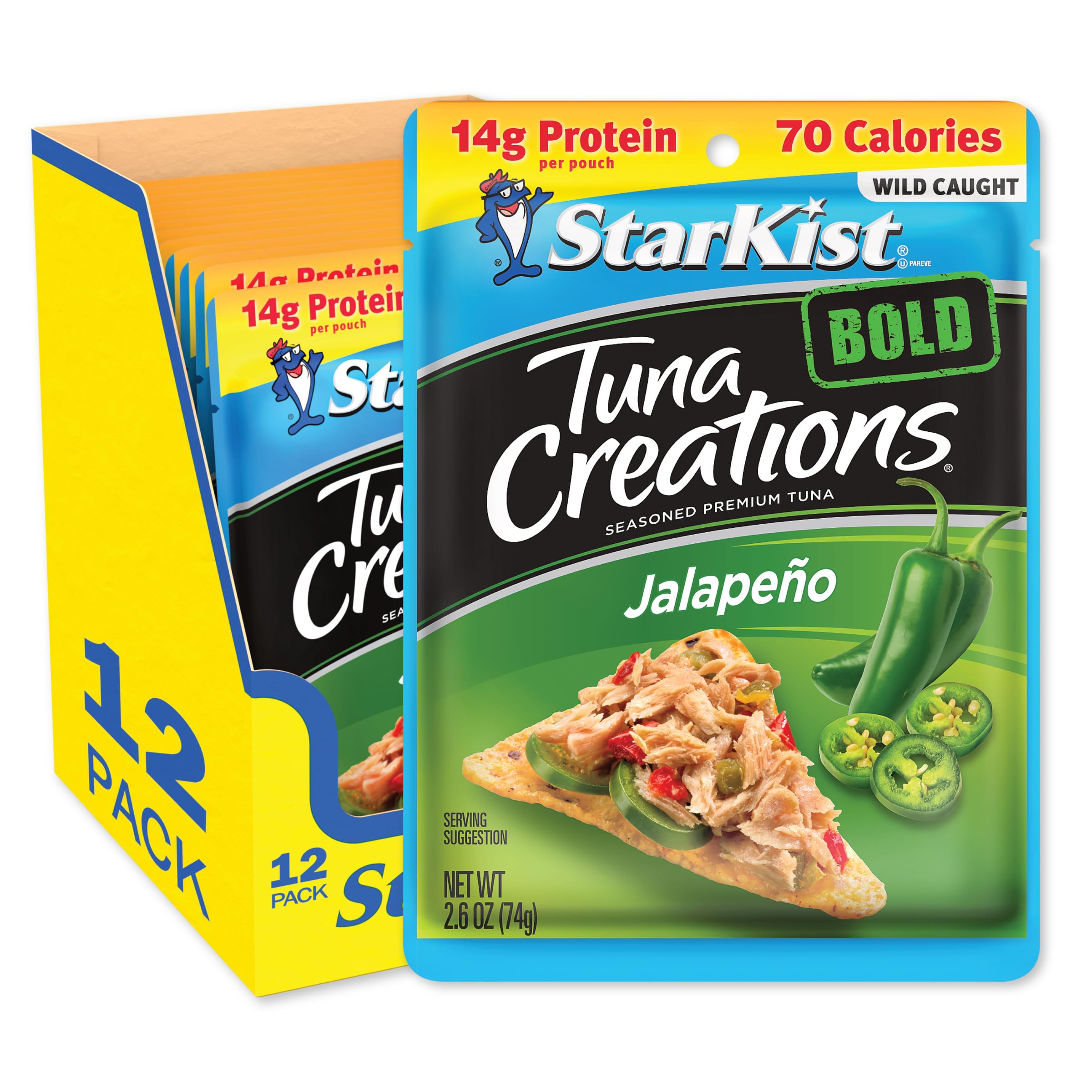 StarKist Tuna Creations BOLD Jalapeño - 2.6 oz Pouch (Pack of 12) | Premium Spicy Tuna Snack | Perfect for Lunches, Salads & On-The-Go Meals
