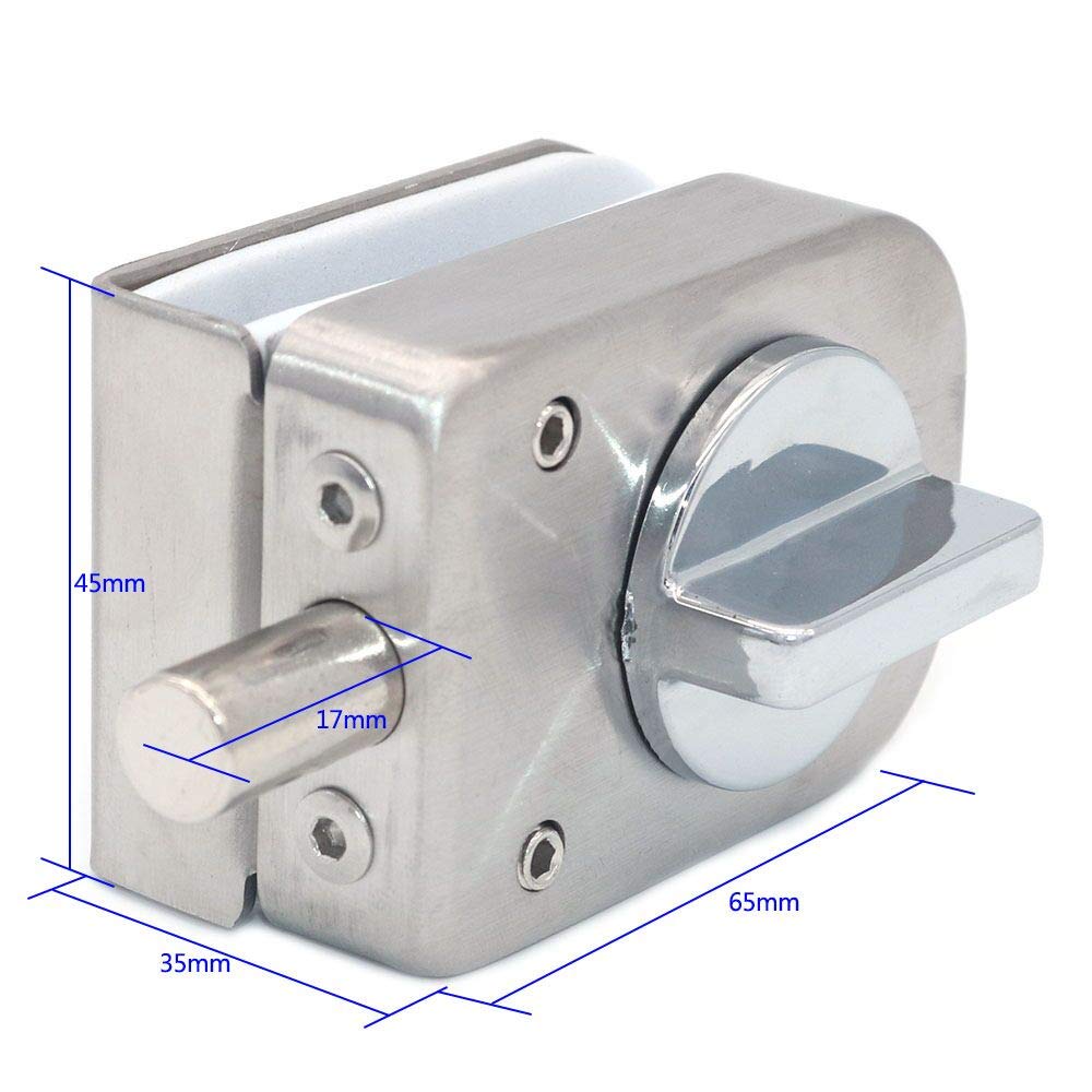 2 Pack NUZAMAS 304 Stainless Steel Glass Door Locks - Floor Latch Lock & Bolt Ground Lock for Bathroom, Toilet & Shop Frameless Glass Doors (Square Design) - Secure Privacy for Home, Office & Commercial Spaces