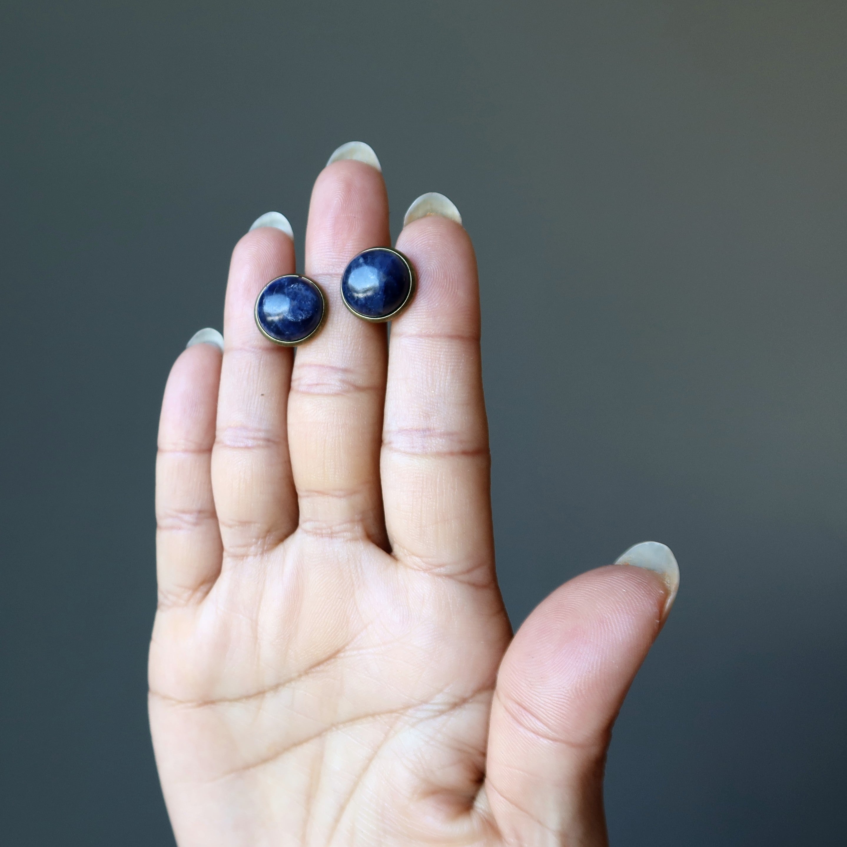 Antiqued Bronze Sodalite Cufflinks for Men - Elegant Blue Stone Dress Shirt Accessories for Weddings & Formal Events