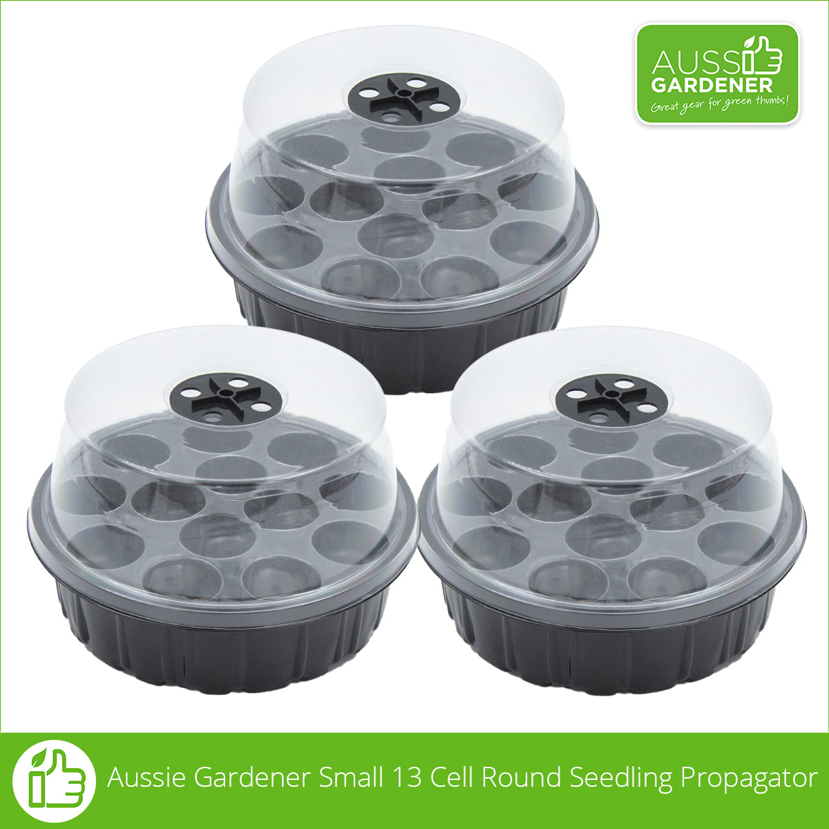 13-Cell Round Seedling Starter Tray - Aussie Gardener Small Propagator for Indoor & Outdoor Plant Growing | Perfect for Herbs, Flowers & Vegetables