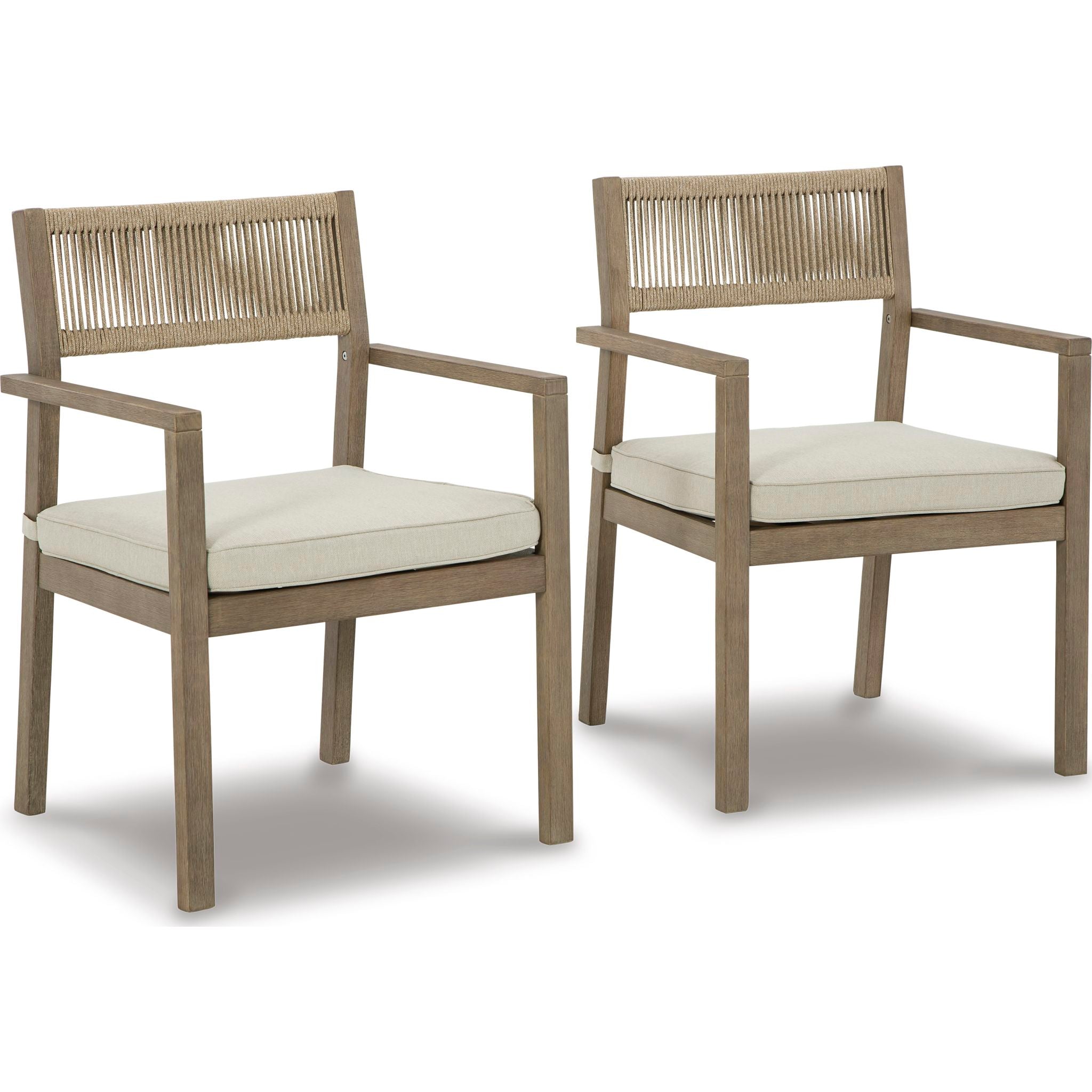 Aria Plains Outdoor Patio Chairs with Cushions (Set of 2) - Brown Weather-Resistant Lounge Chairs for Backyard, Garden, Poolside & Deck Relaxation