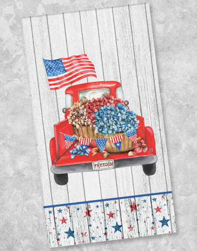 Americana Flower Truck Guest Towel Napkins - 36 Count Cotton Decorative Hand Towels for Weddings, Parties & Home Decor