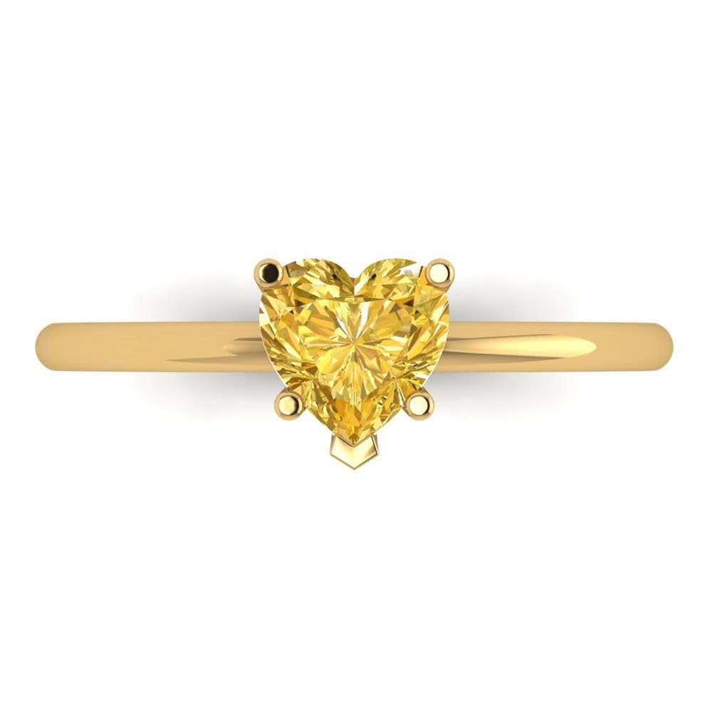1.0ct Canary Yellow Heart Cut Simulated Diamond Ring in 14k Gold for Bridal & Anniversary