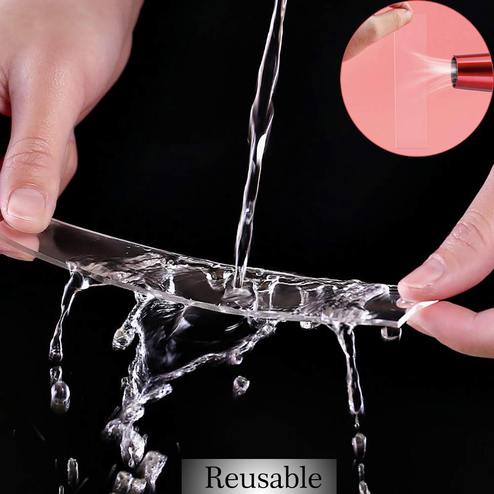 Double Sided Heavy Duty Carpet Tape - Strong Adhesive, Washable & Reusable, Clear Anti-Slip Rug Gripper for Hardwood Floors & Tile - Traceless Removable Gel Grip Tape for Rugs, Mats & Carpets