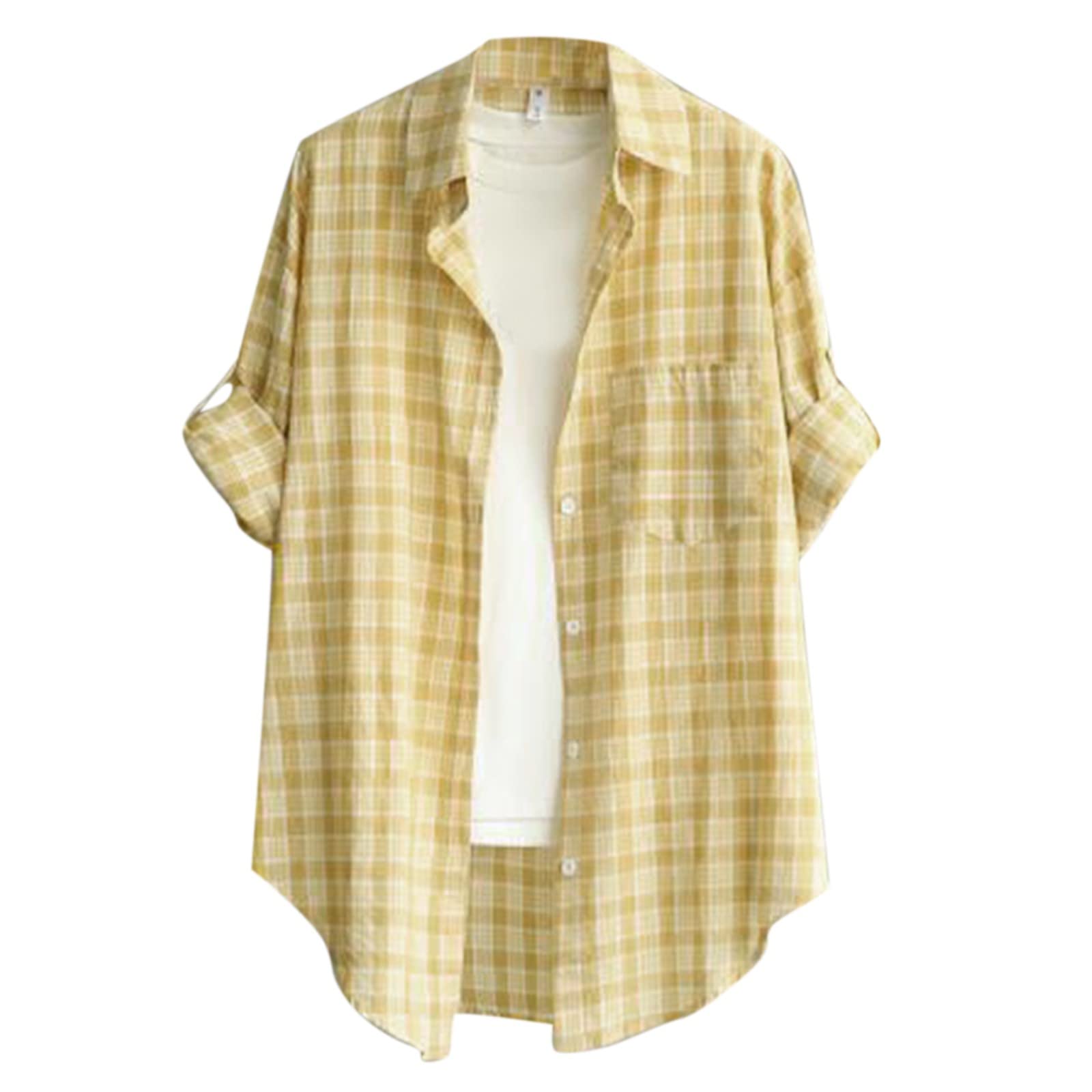 Women's Christmas Plaid Long Sleeve Blouse with Pockets - Sun Protection T-Shirt Top for Fall & Winter Holiday Outfits | Perfect for Office, Party & Family Gatherings