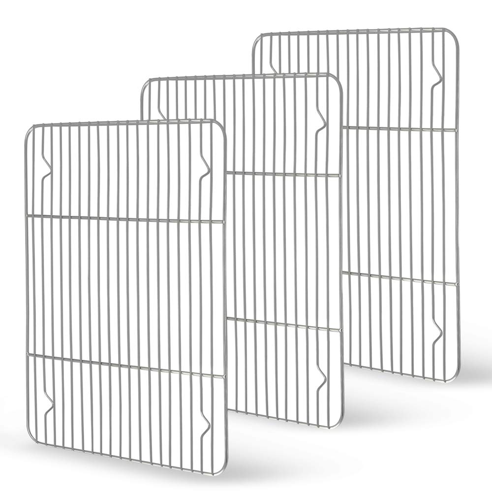 Premium Stainless Steel Baking Rack & Cooling Rack Set of 3 (15.2’’×11.1’’) - Oven Safe, Dishwasher Safe, Rust-Free for Baking Sheets & Roasting Pans | Perfect for Cookies, Bread Cooling, Roasting Meats & Meal Prep