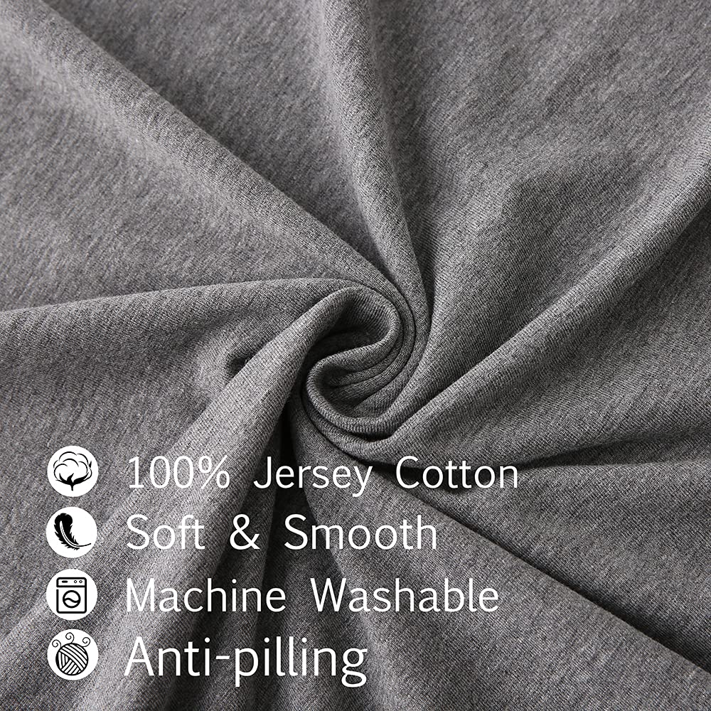 Premium Soft Jersey Cotton Body Pillow Cover 20x54 Inches - Cooling Zippered Pillowcase for Adults (Light Grey) | Perfect for Side Sleepers, Pregnancy Support & Anime Enthusiasts