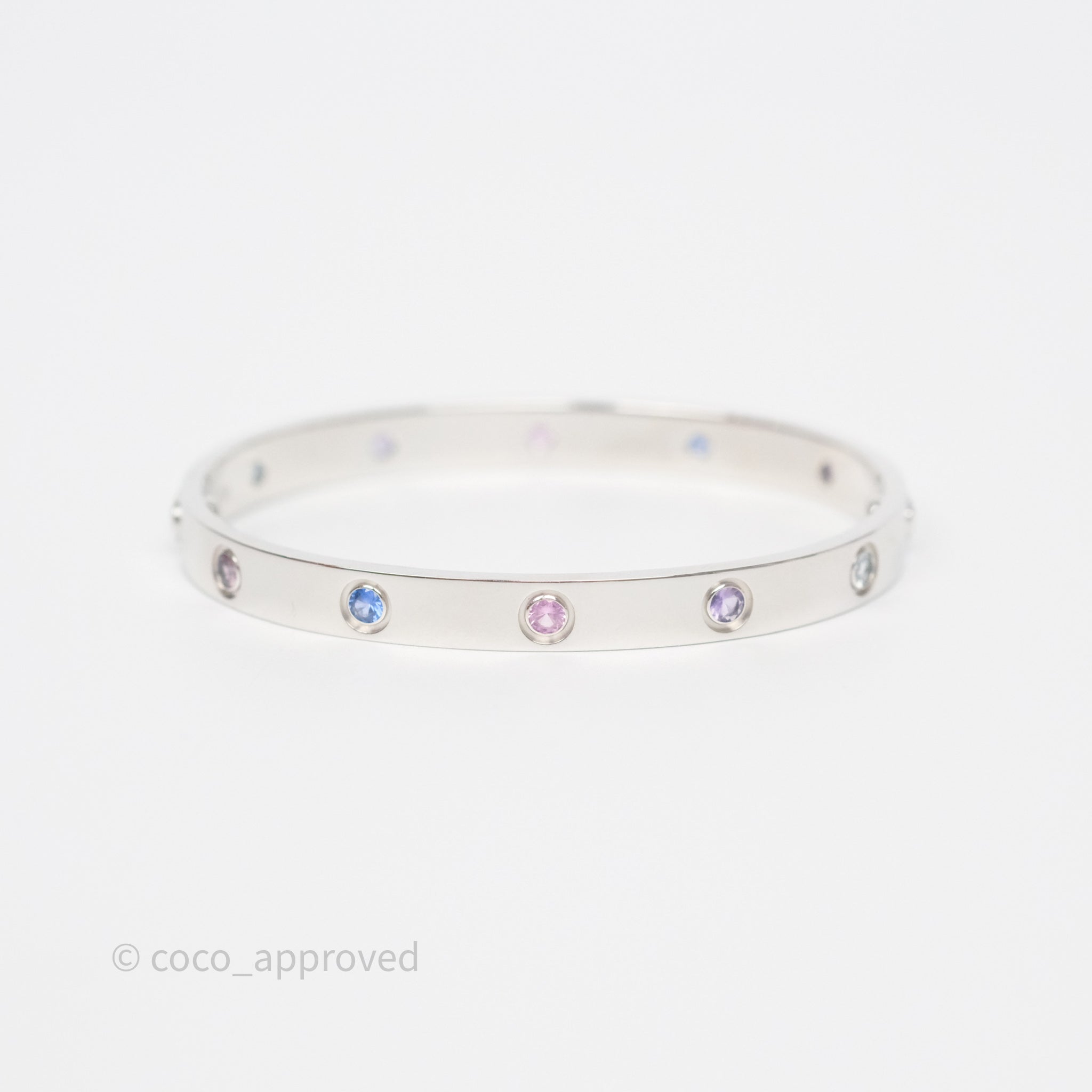 Cartier Rainbow Love Bracelet - 18K White Gold with Multicolor Gemstones for Women | Luxury Jewelry Gift for Anniversary, Valentine's Day & Special Occasions