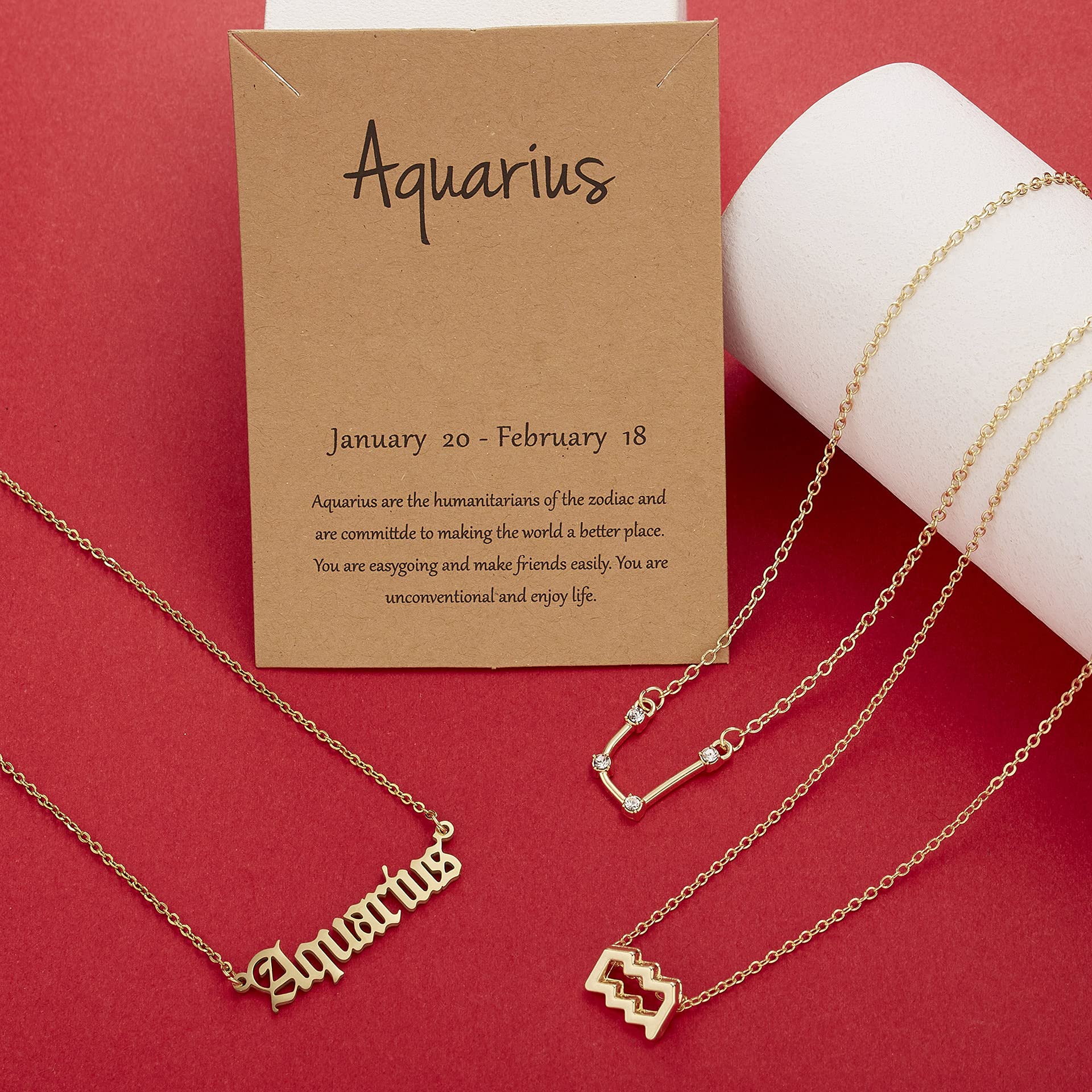 3Pcs Zodiac Sign Layered Choker Necklace Set - 12 Constellation Horoscope Astrology Pendant Jewelry for Women with Gift Message Card | Perfect for Birthday, Anniversary & Everyday Fashion Accessories