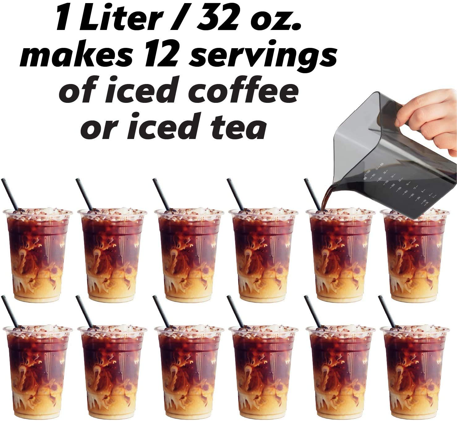 Premium Cold Brew Iced Coffee Maker - 12 Servings Rich Coffee Concentrate for Hot & Cold Drinks | Perfect for Home, Office & Outdoor Use
