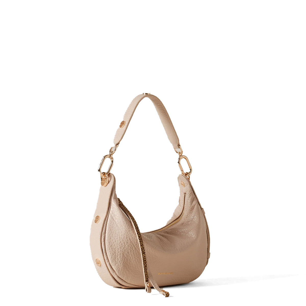 Borbonese Hobo Bag Oyster Petite Leather Handbag - Stylish Crossbody Purse for Women | Perfect for Work, Travel & Everyday Use