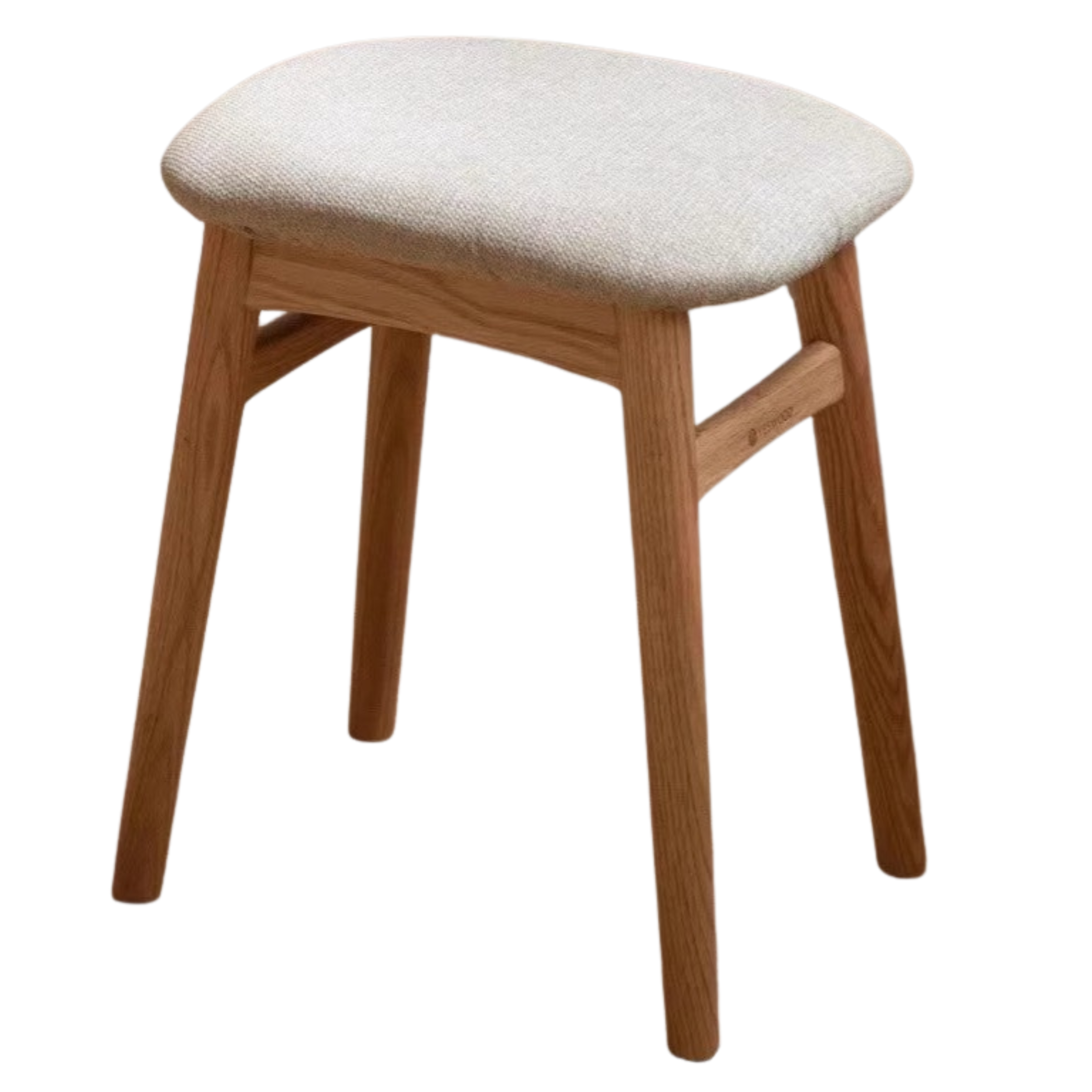 Premium Oak Solid Wood Makeup Stool with Soft Upholstered Seat - Perfect for Vanity, Dressing Room & Beauty Salon
