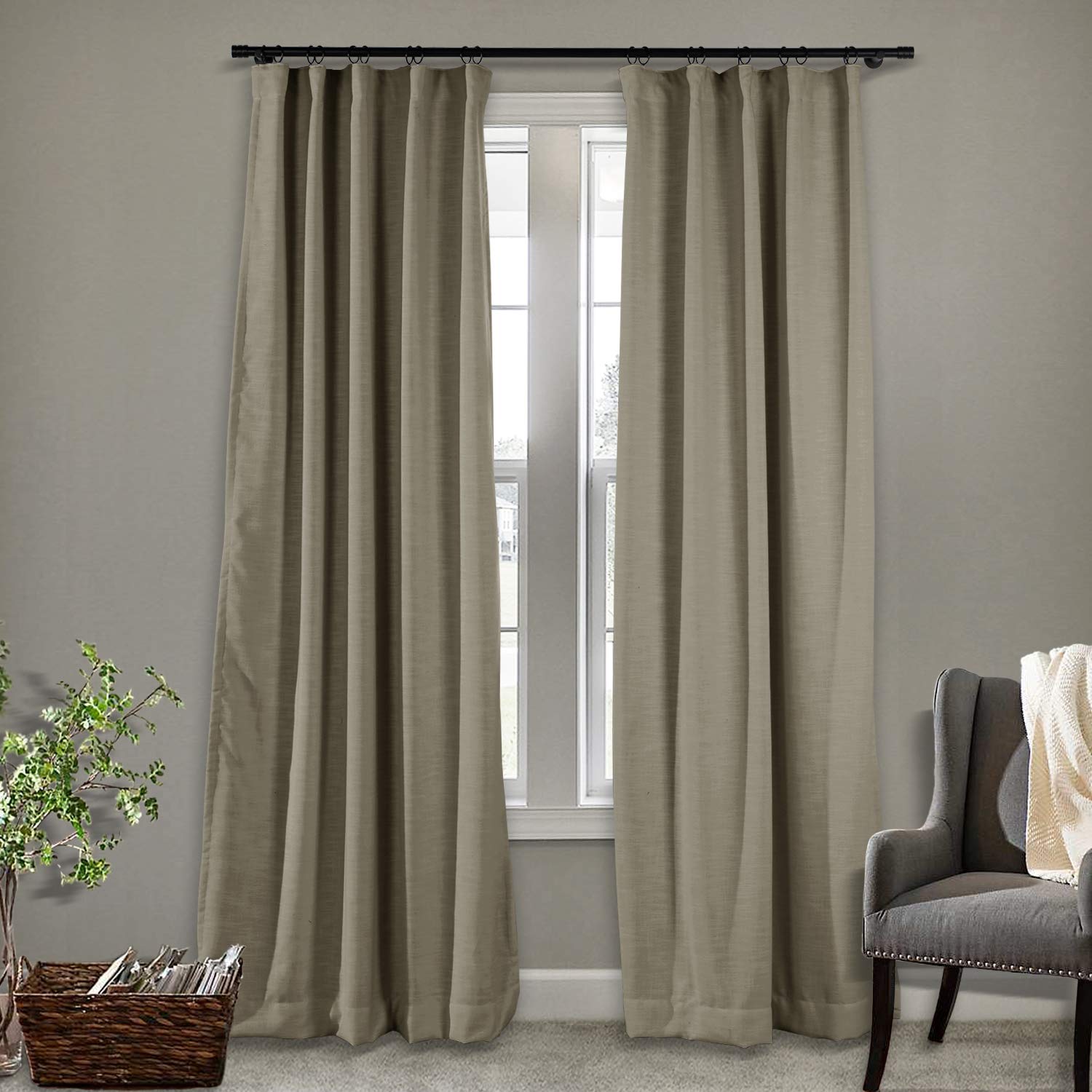 Frelement Blackout Curtains for Bedroom & Living Room - Energy Saving Thermal Insulated Drapes with Rod Pocket & Back Tab Hook Belt - 52