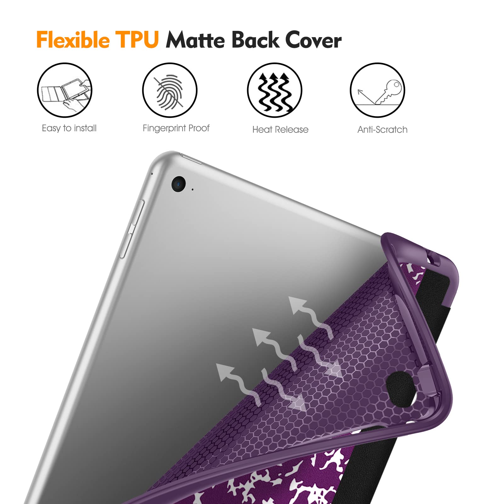 Fintie SlimShell Protective Case for iPad 6th/5th Generation (2018/2017), iPad Air 2/Air 1 (9.7 Inch) - Lightweight TPU Back Cover with Auto Wake/Sleep & Built-in Apple Pencil Holder, Composition Purple - Perfect for Work, School & Travel
