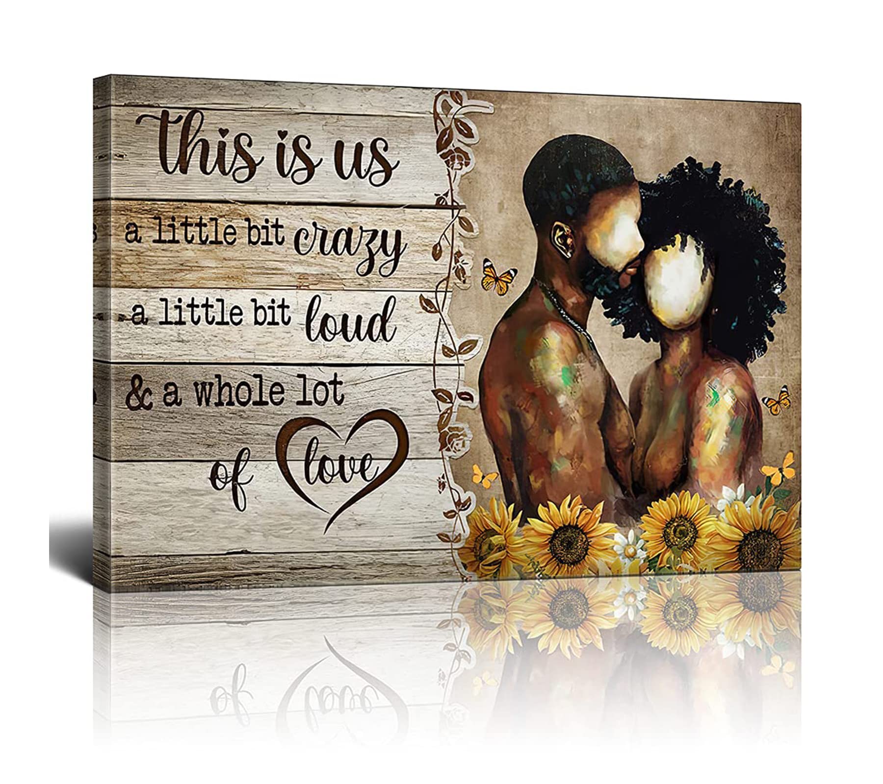 SEEQOCO King and Queen Wall Art - 12x16 Inch African American Couple Bedroom Decor, Romantic Love Theme for Home & Wedding Gifts - Perfect for Bedrooms, Living Rooms, and Anniversary Presents