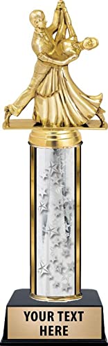 Personalized Silver Ballroom Dance Waltz Couple Trophy - Custom Engraved Award for Dance Competitions, Wedding Anniversaries & Ballroom Dance Events - Crown Awards Prime
