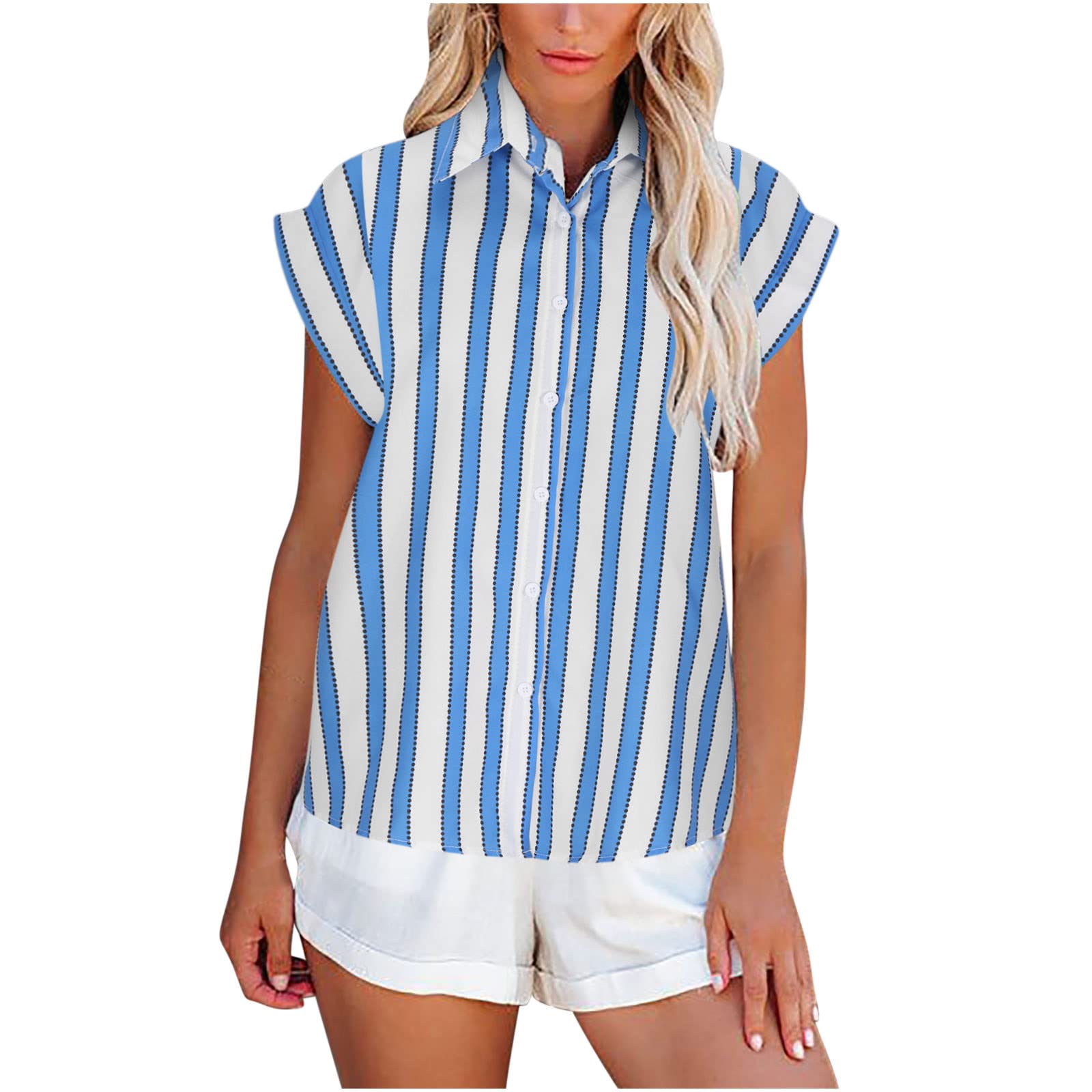 Stylish Summer Tops for Women & Girls - Striped Printed Short Sleeve Blouse Shirts | Casual Wear, Beach Outfits & Daily Fashion