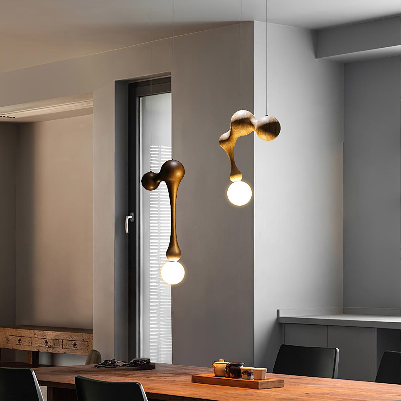 Jenna Wooden Pendant Lamp - Handcrafted Wood Ceiling Light Fixture for Dining Room, Kitchen Island & Bedroom Decor
