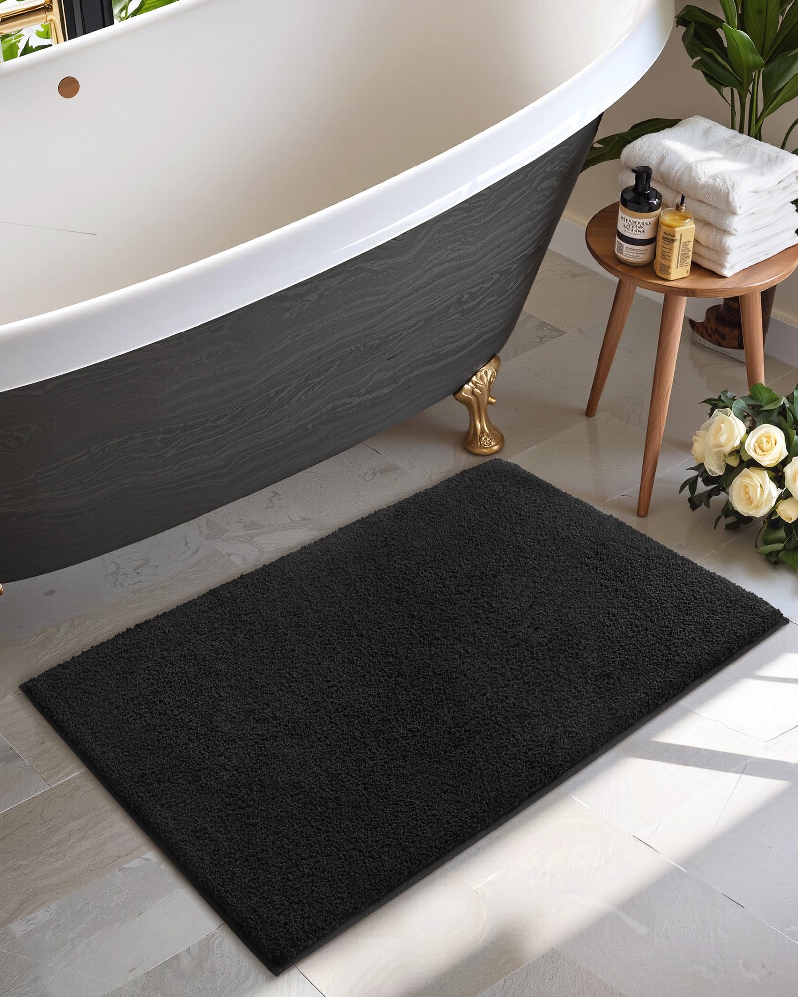 Non-Slip Microfiber Bath Mat 20x29 Inches - Soft Absorbent Washable Bathroom Rug with Modern Geometric Design, Perfect for Shower, Bathtub & Bathroom Floor Safety