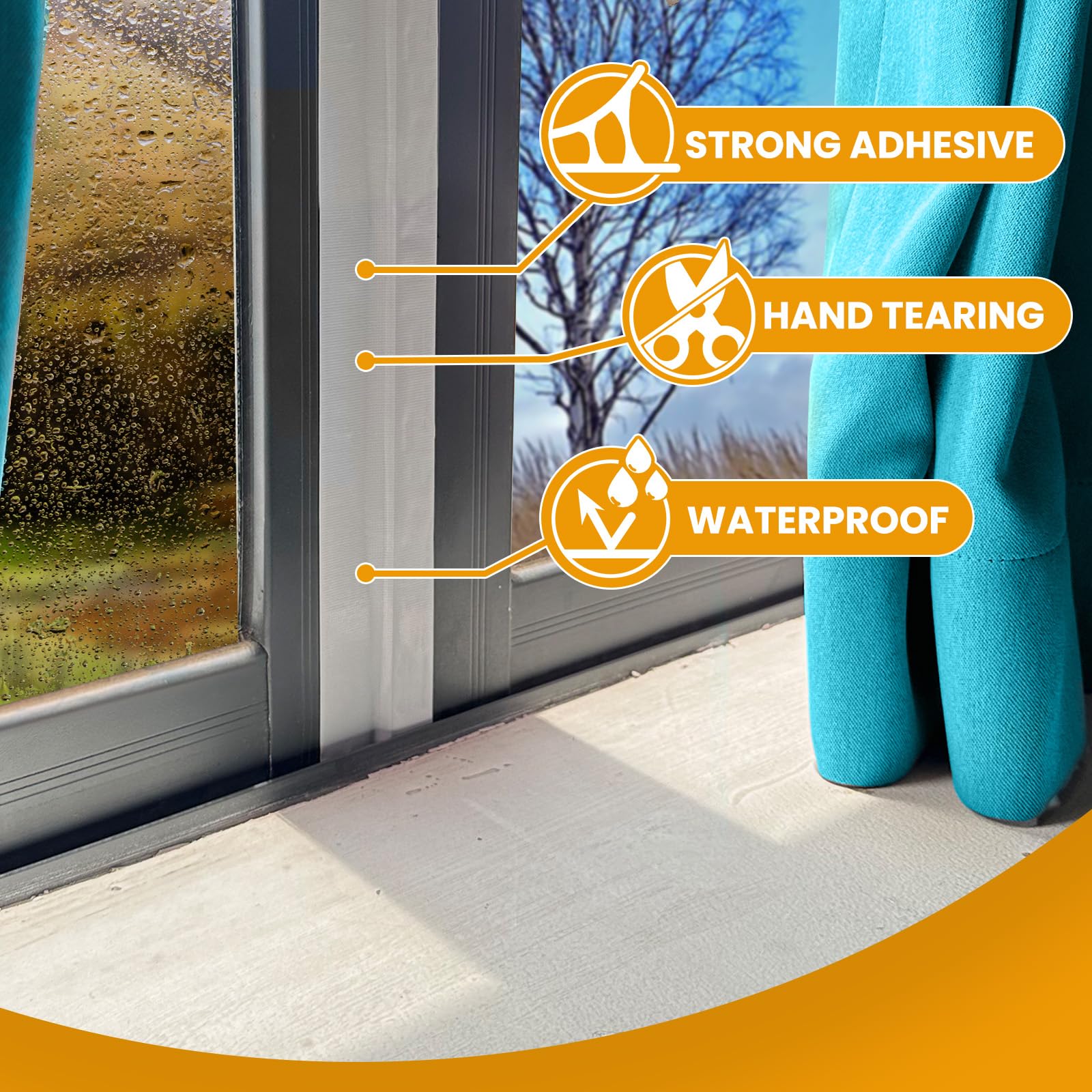 Self-Adhesive White Window Weather Sealing Tape - No Residue Draft Isolation Film for Windows & AC Units - Waterproof, Cold Air & Dust Proof - Perfect for Home Insulation, Energy Savings & All Seasons Protection