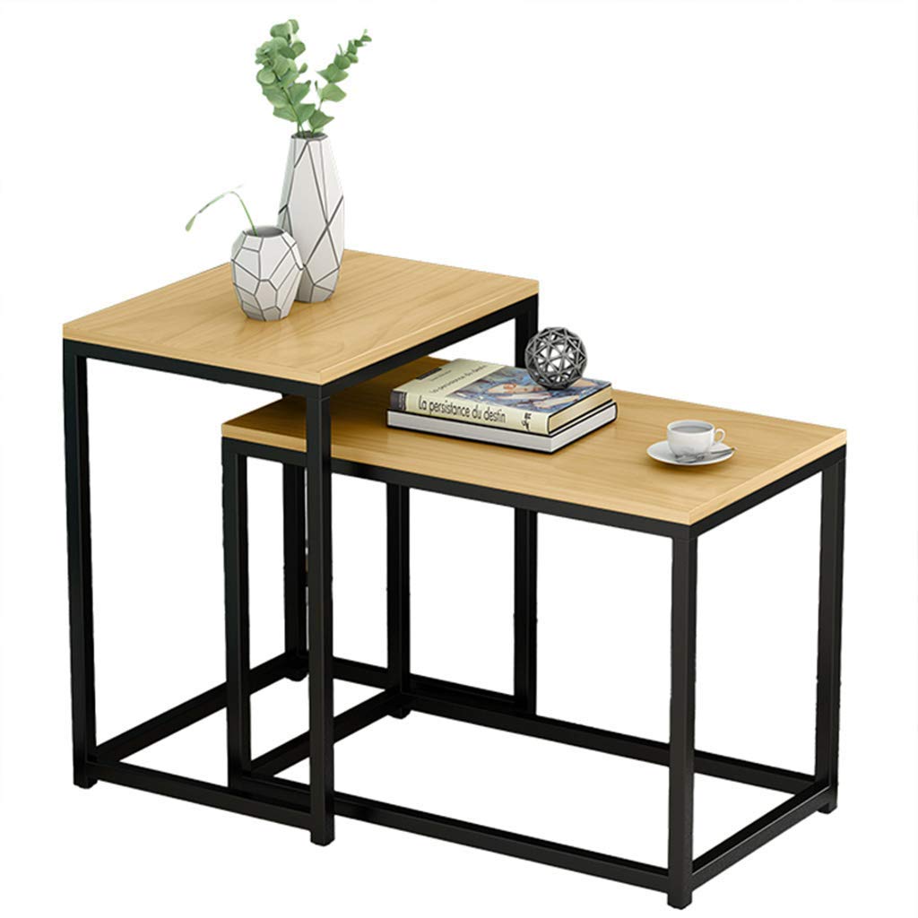 Stackable Coffee Table Set of 2 - Solid Wood Rectangular Nesting Tables for Living Room, Office & Lounge - Modern Home Décor Accent Furniture for Small Spaces & Multi-Purpose Use